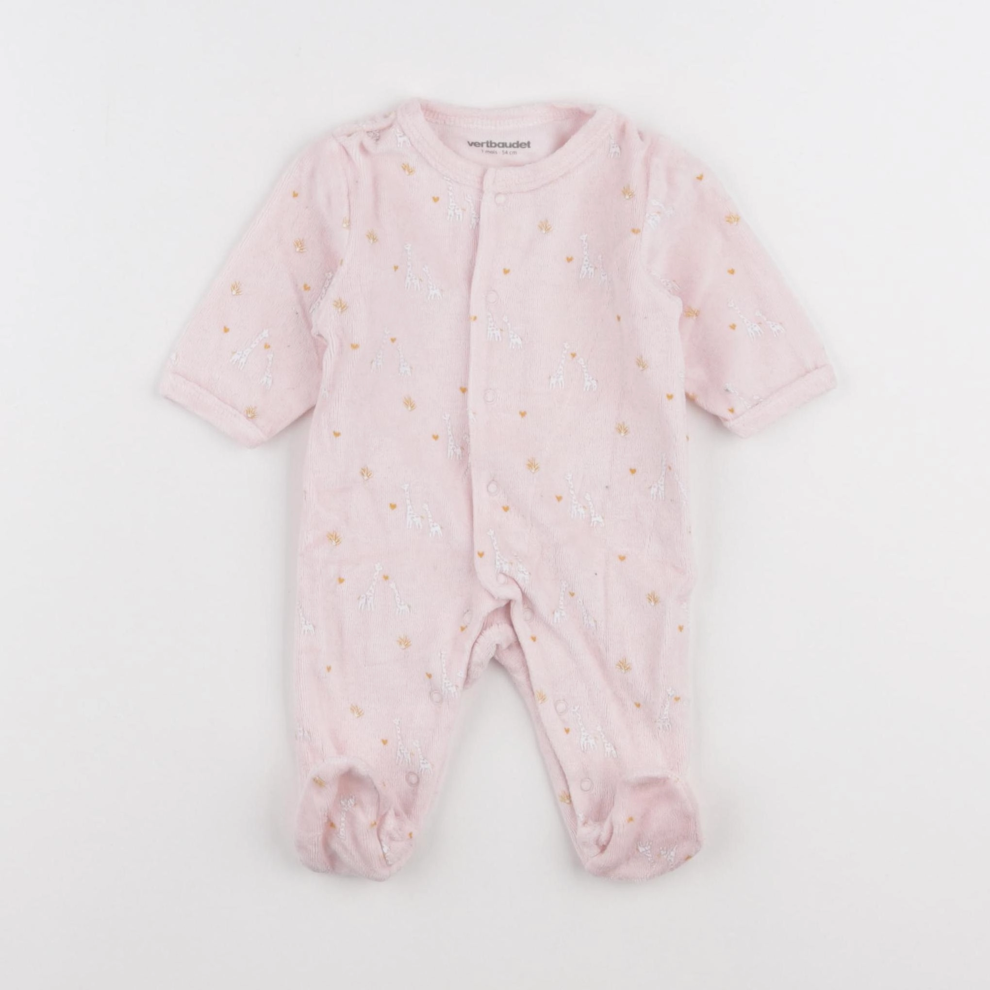 Vertbaudet - pyjama velours rose - 1 mois