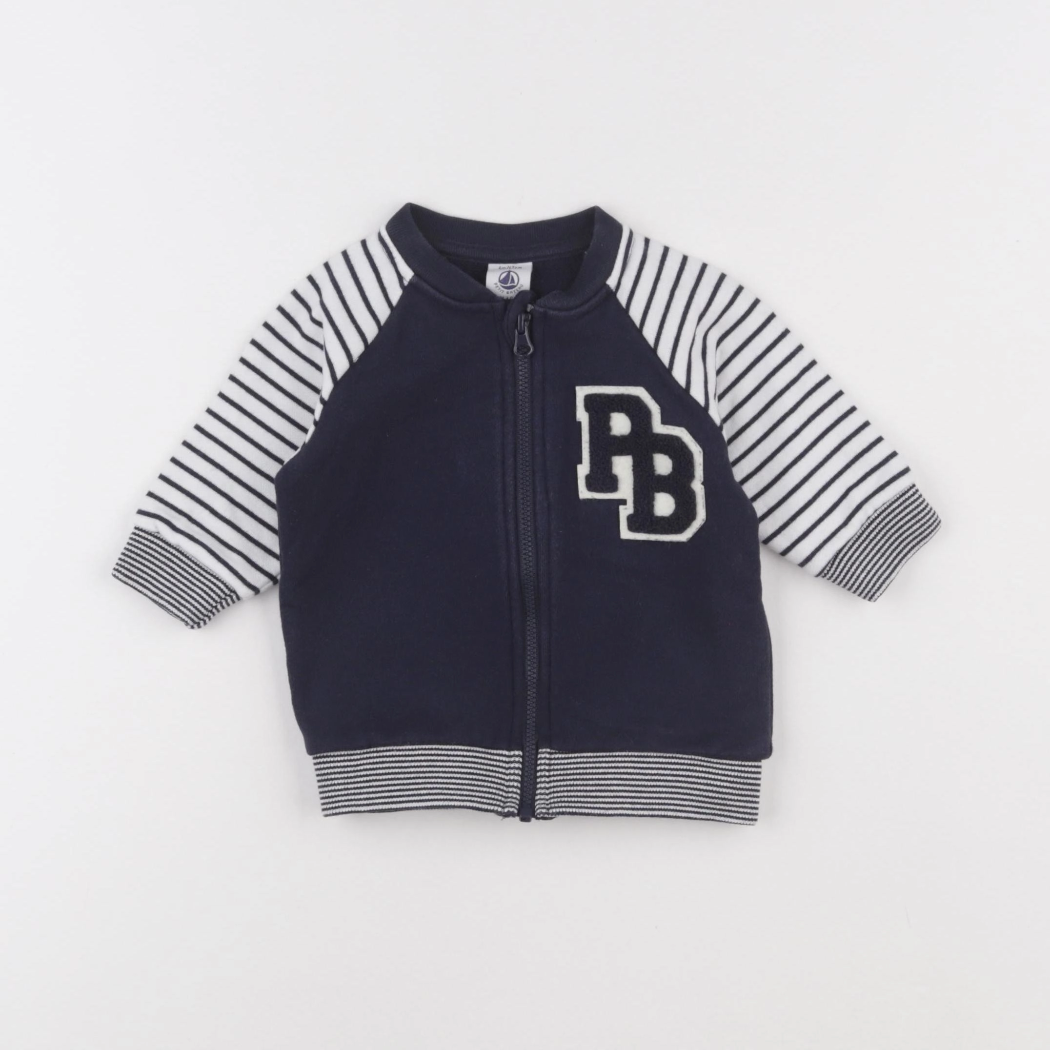 Petit Bateau - sweat bleu, blanc - 6 mois