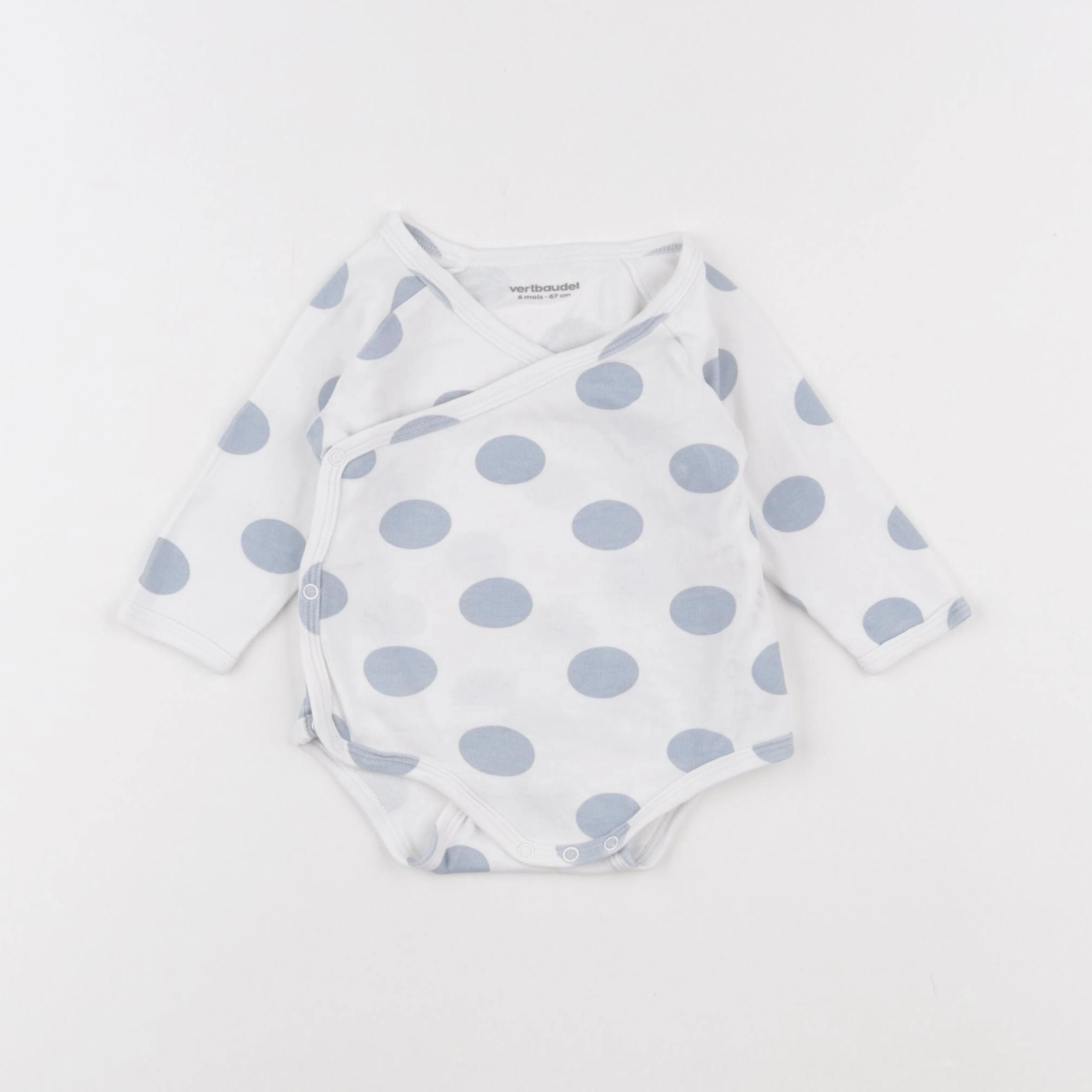 Vertbaudet - body blanc, bleu - 6 mois