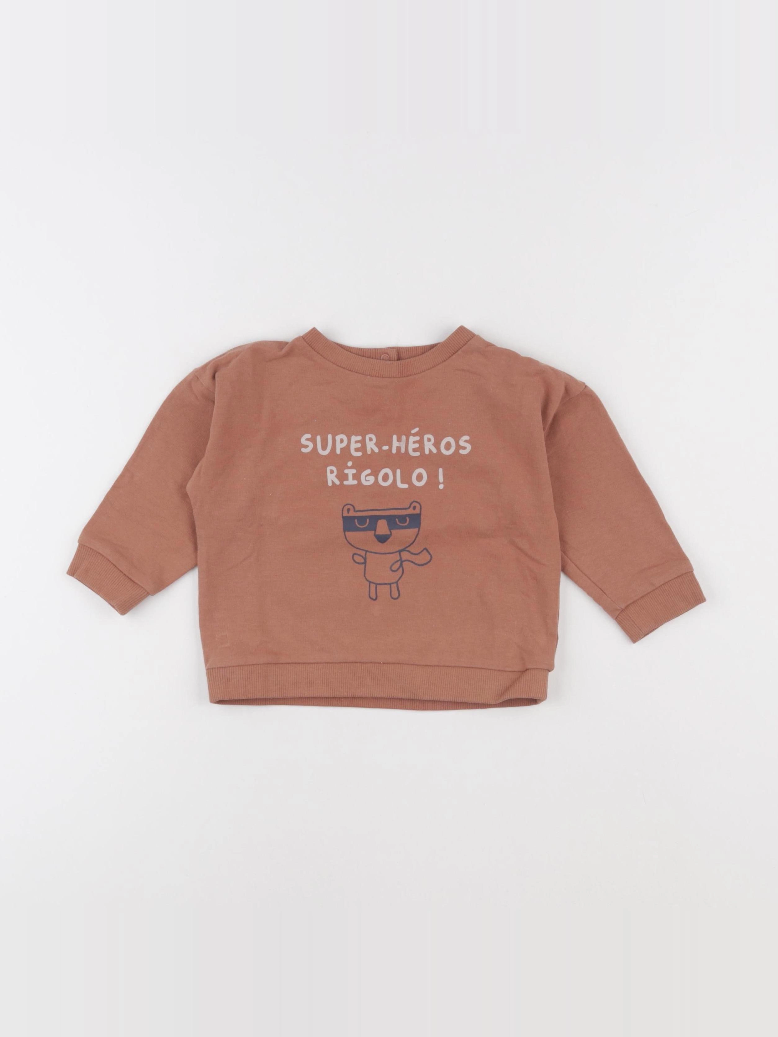 Vertbaudet - sweat marron - 18 mois
