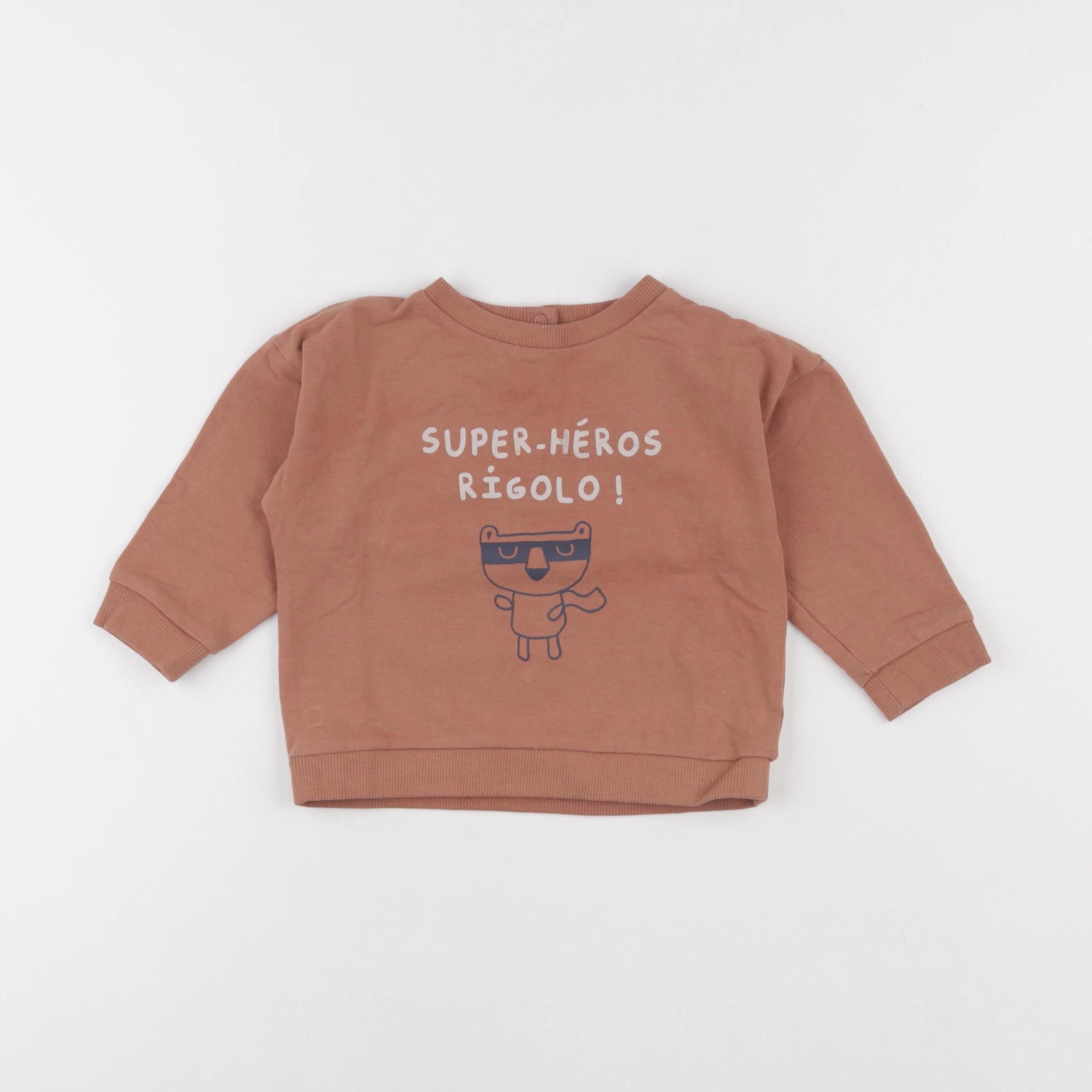 Vertbaudet - sweat marron - 18 mois