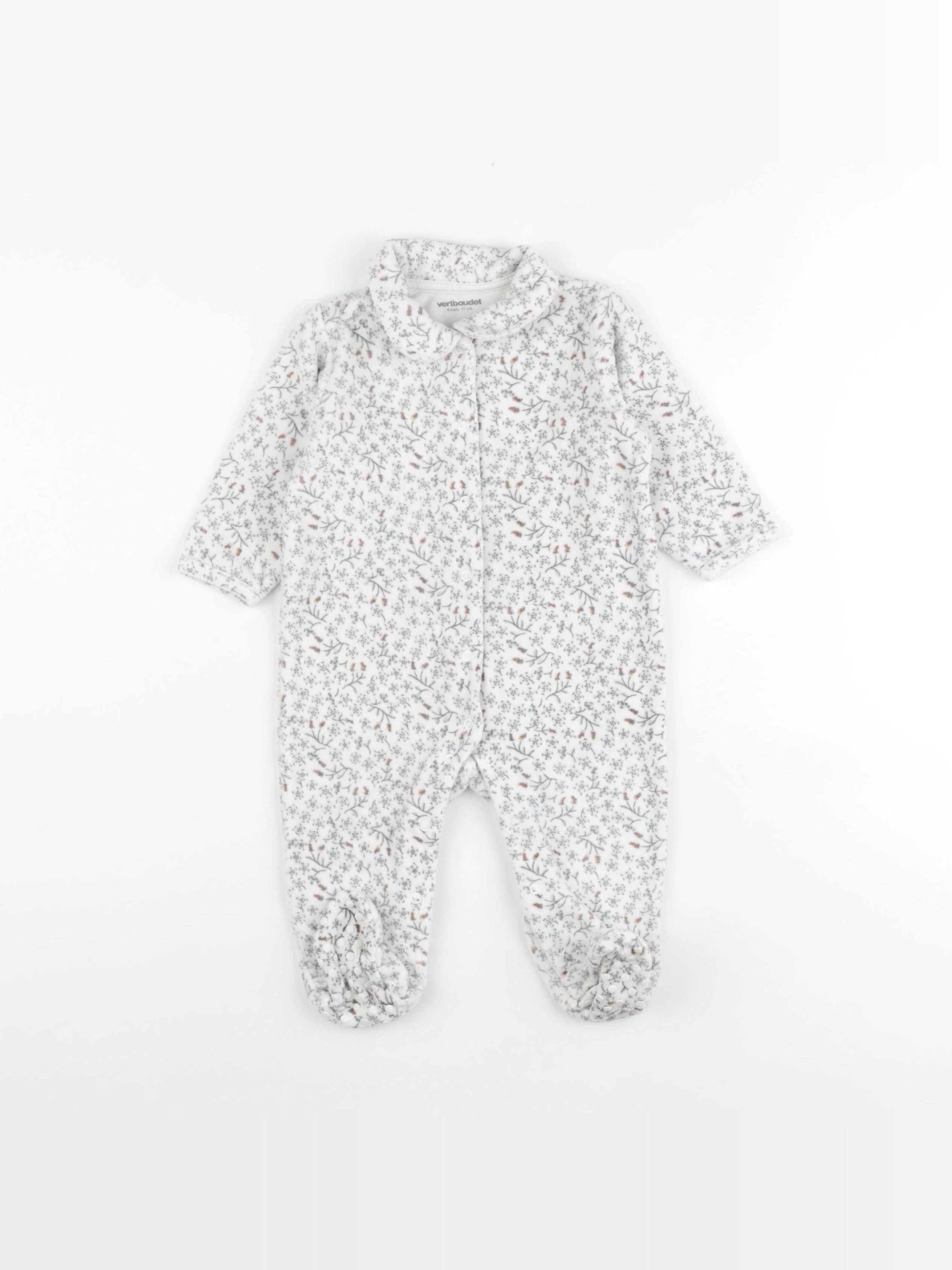 Vertbaudet - pyjama velours blanc - 9 mois