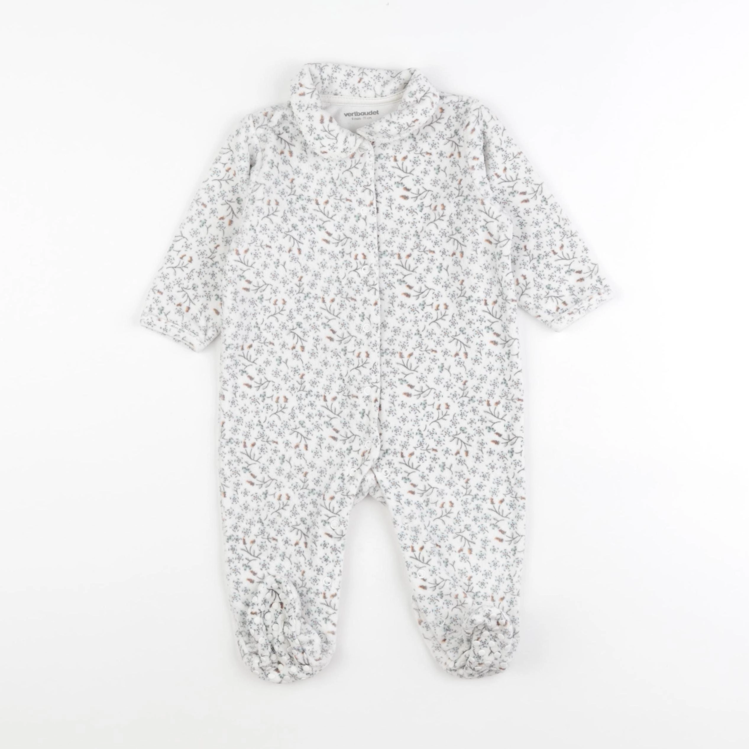 Vertbaudet - pyjama velours blanc - 9 mois