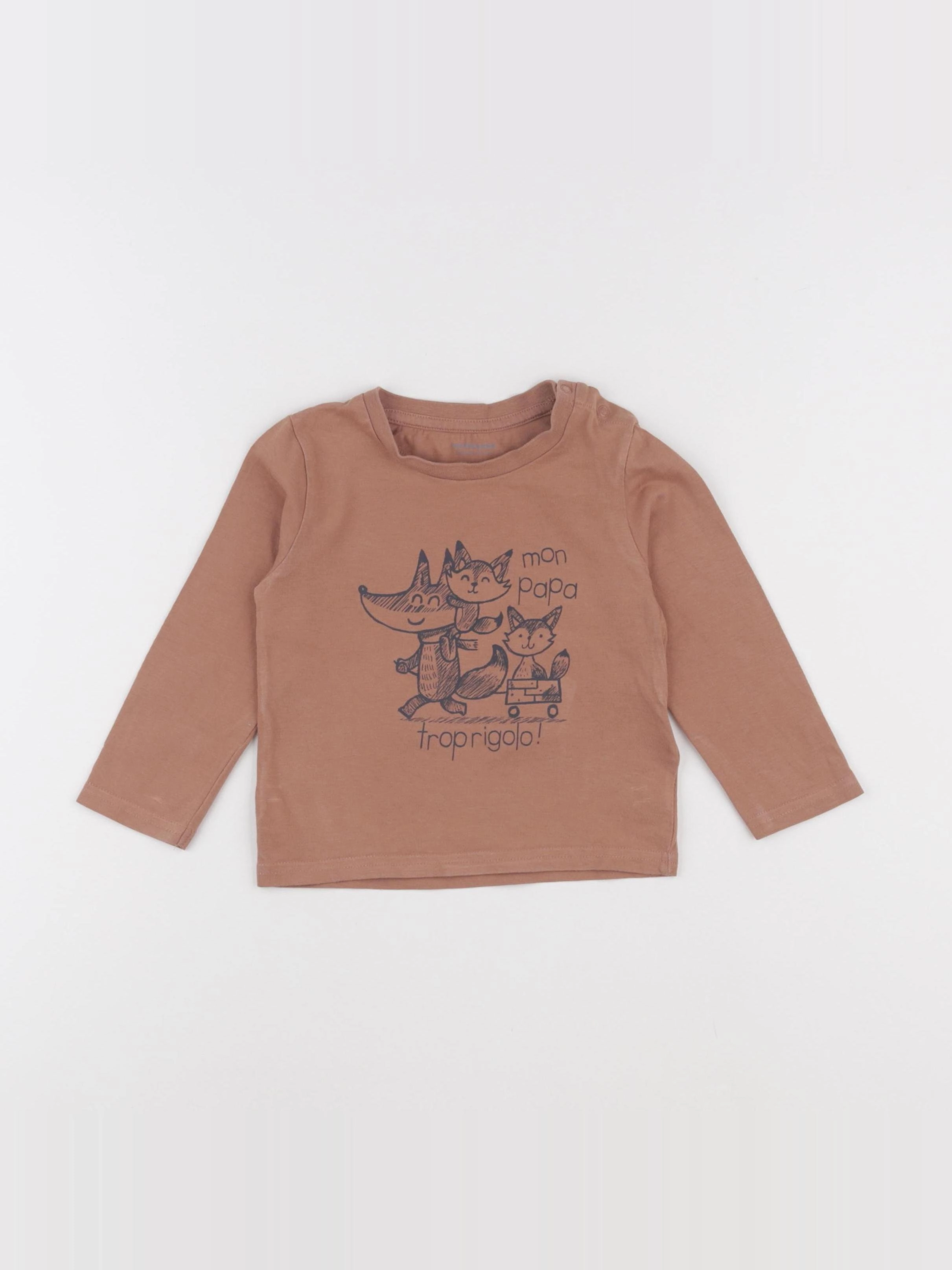 Vertbaudet - tee-shirt marron - 18 mois