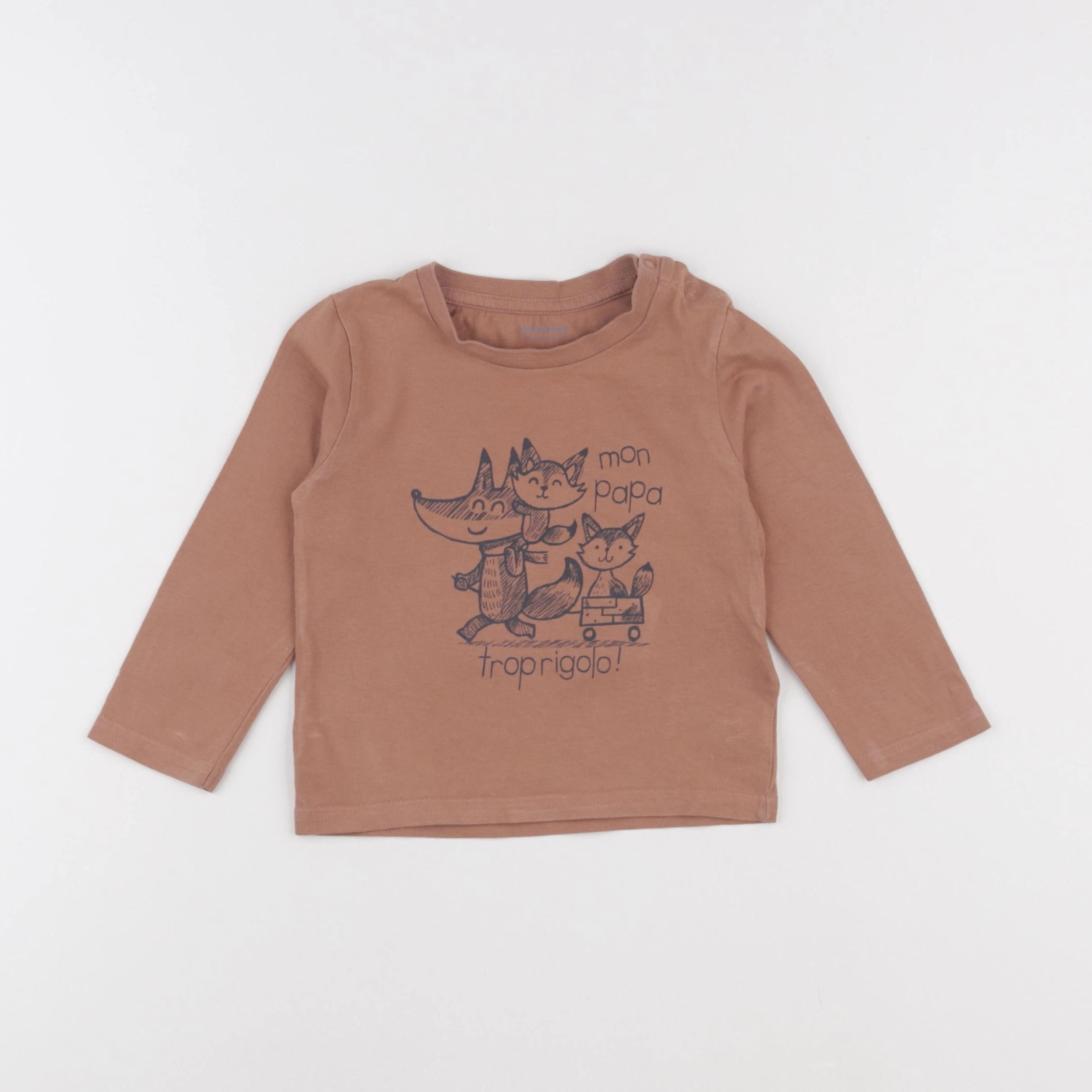 Vertbaudet - tee-shirt marron - 18 mois