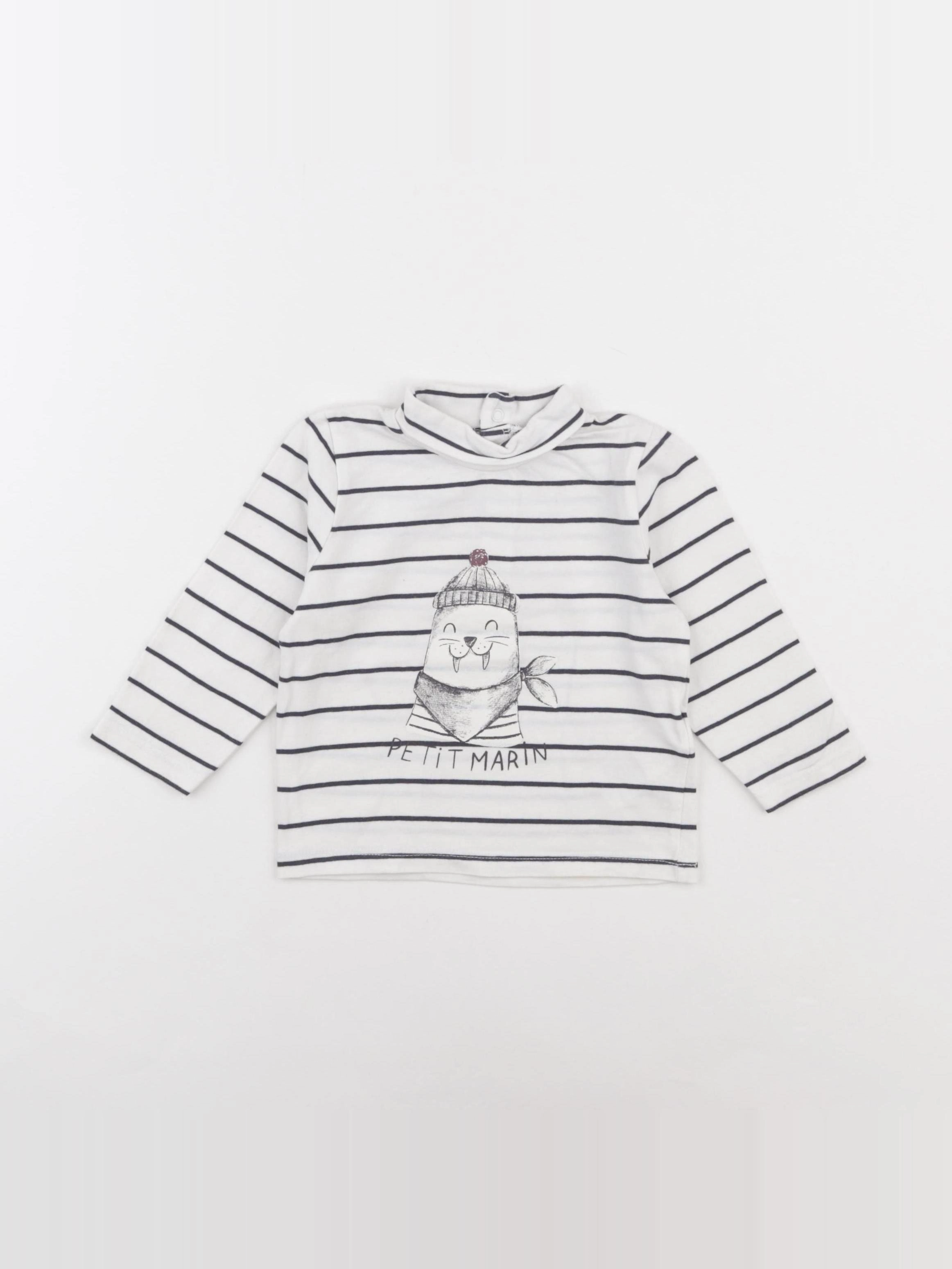 Vertbaudet - sous-pull bleu - 9 mois