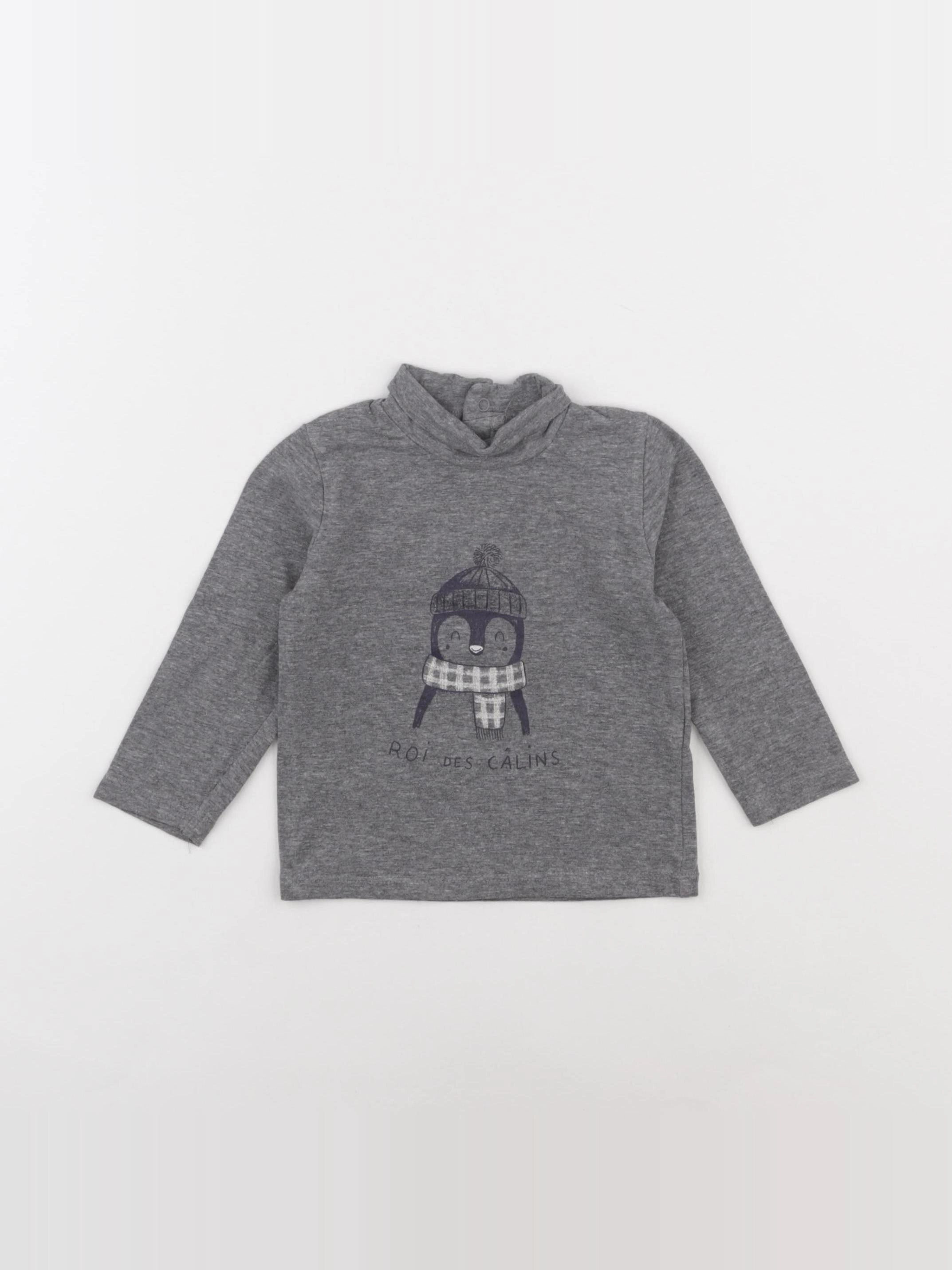 Vertbaudet - sous-pull gris - 9 mois