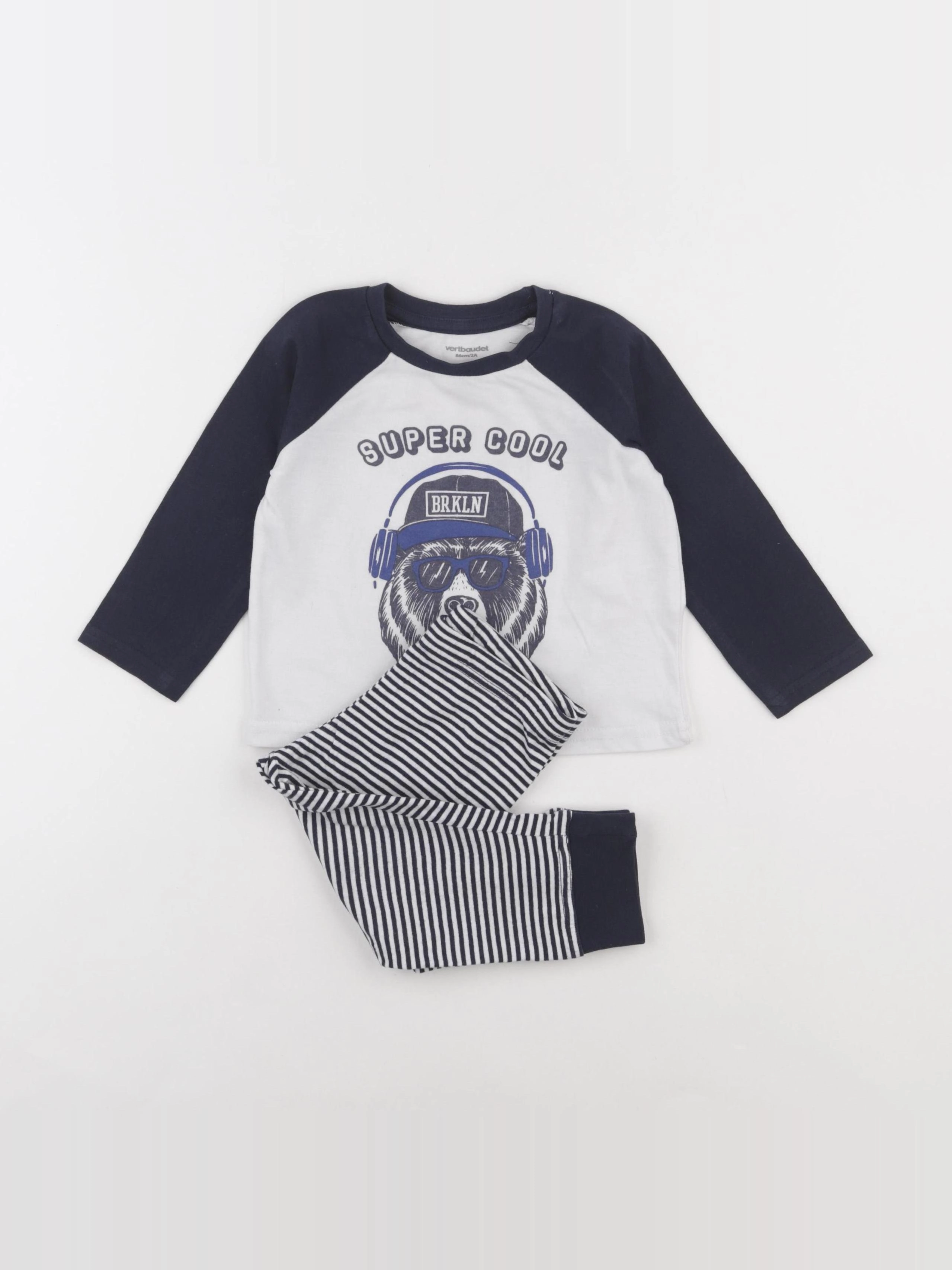 Vertbaudet - pyjama coton bleu - 2 ans