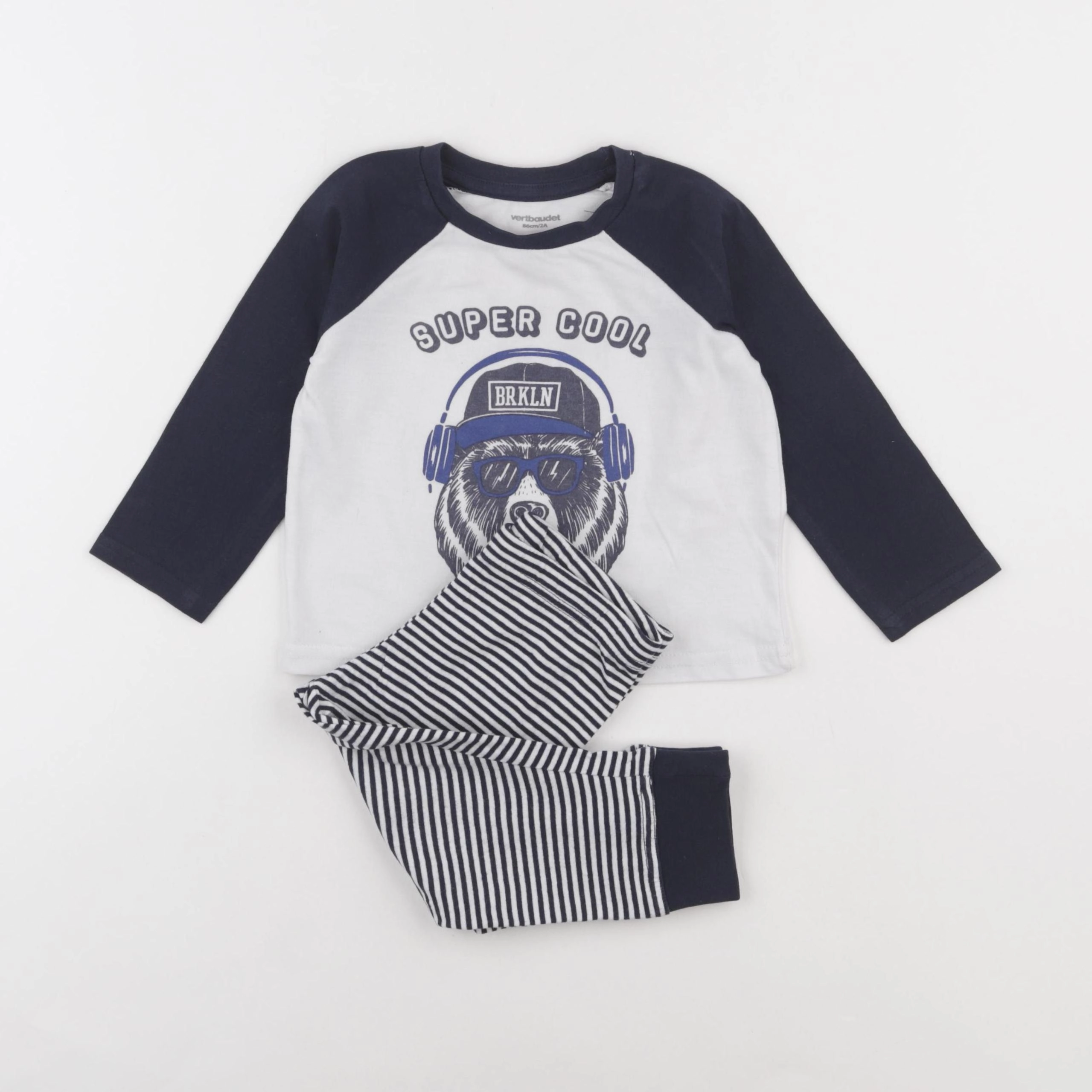 Vertbaudet - pyjama coton bleu - 2 ans