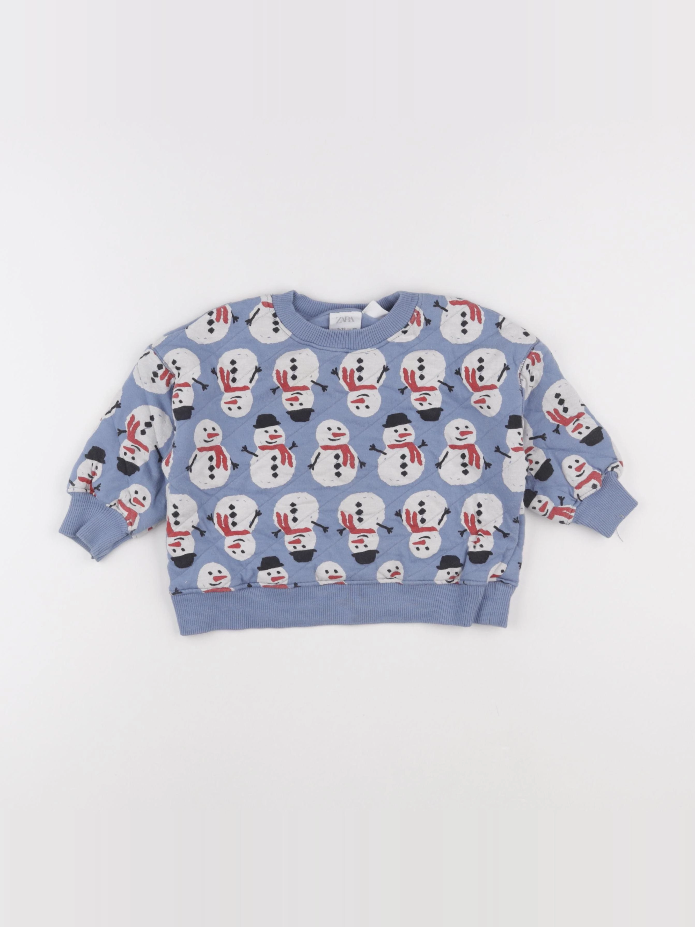 Zara - sweat bleu - 9/12 mois