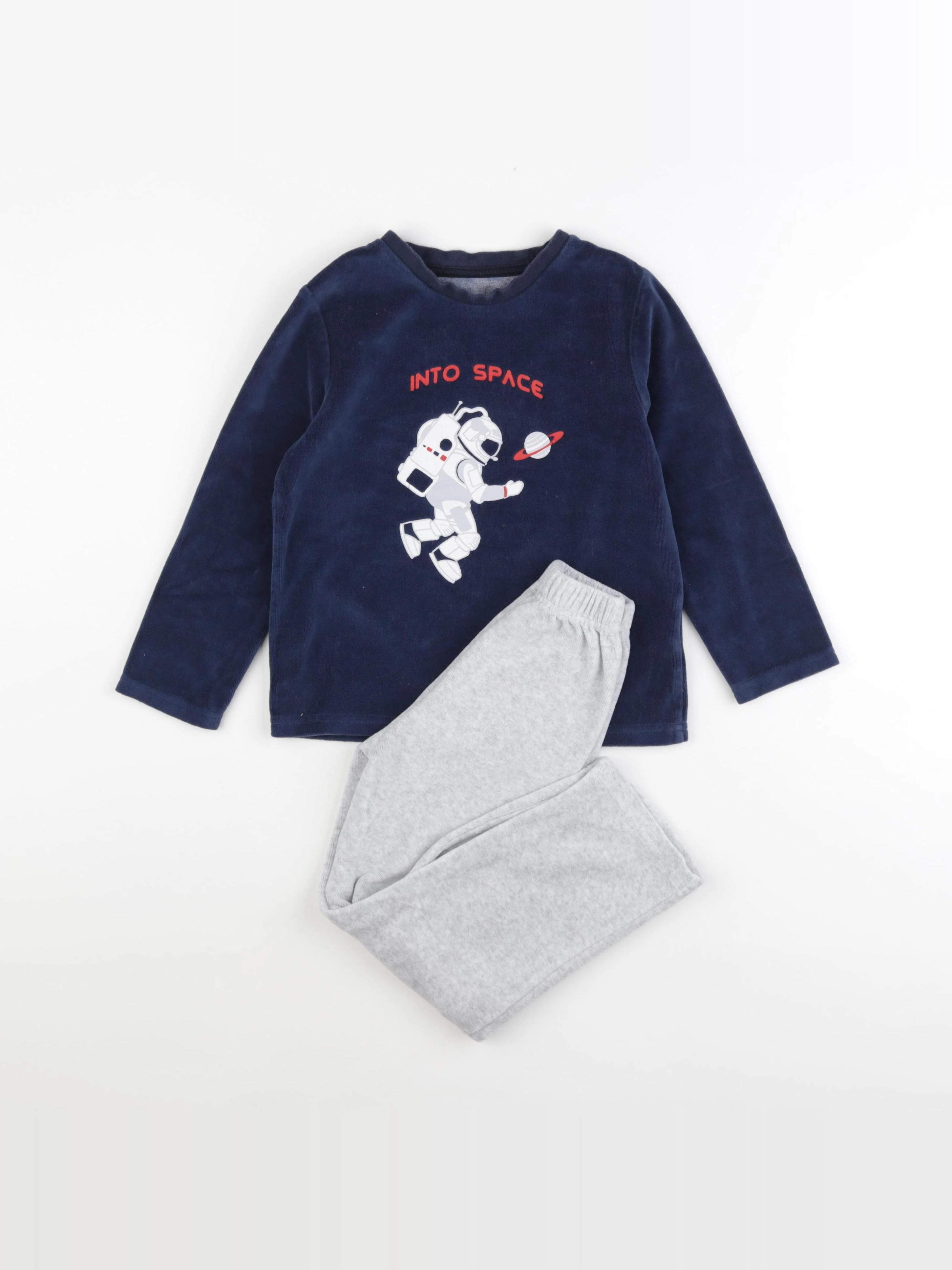 Vertbaudet - pyjama velours gris - 6 ans