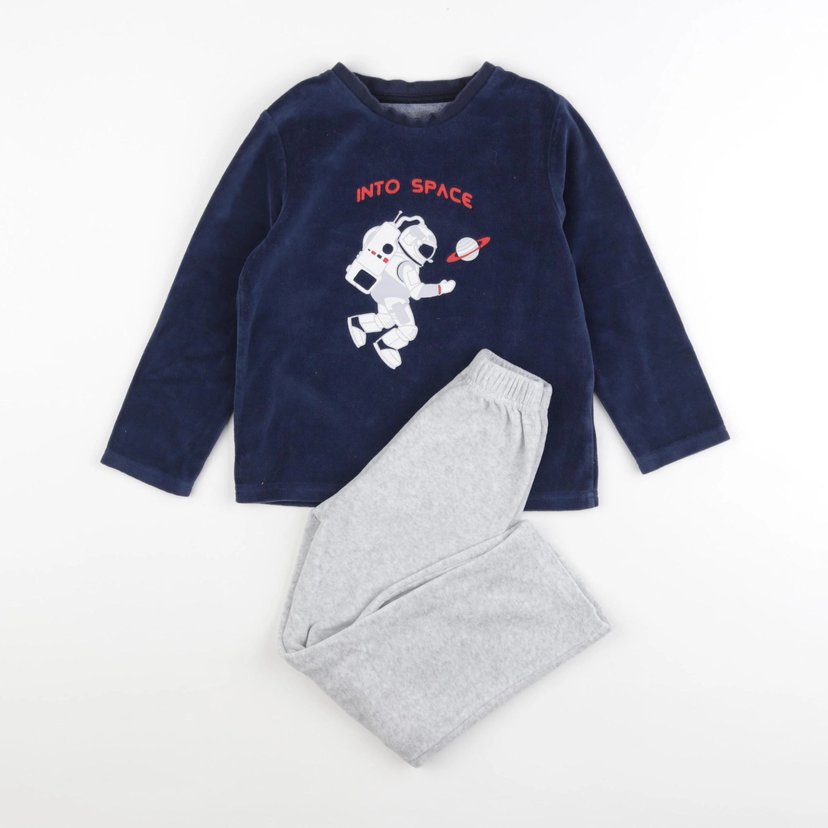 Vertbaudet - pyjama velours gris - 6 ans
