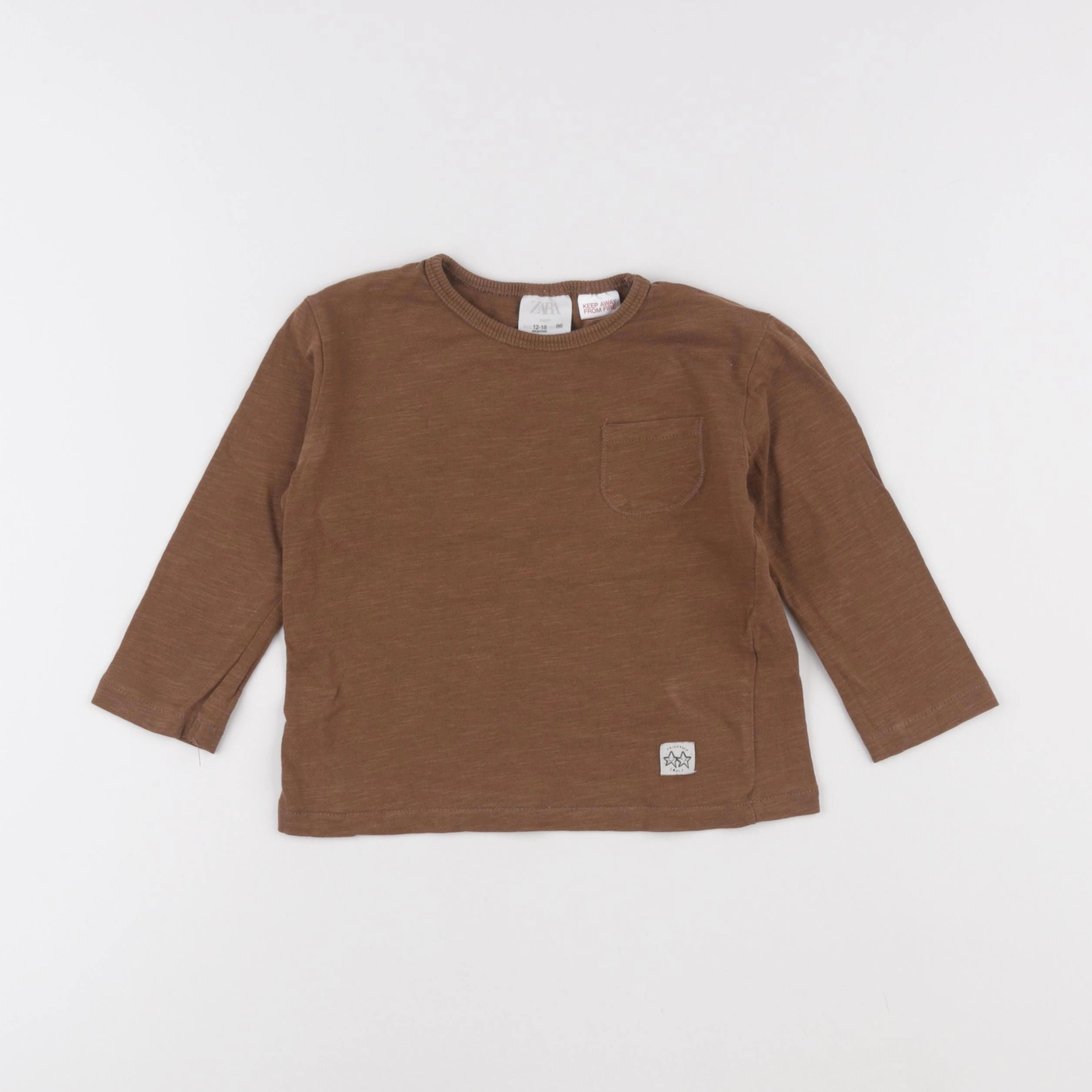 Zara - tee-shirt marron - 12/18 mois