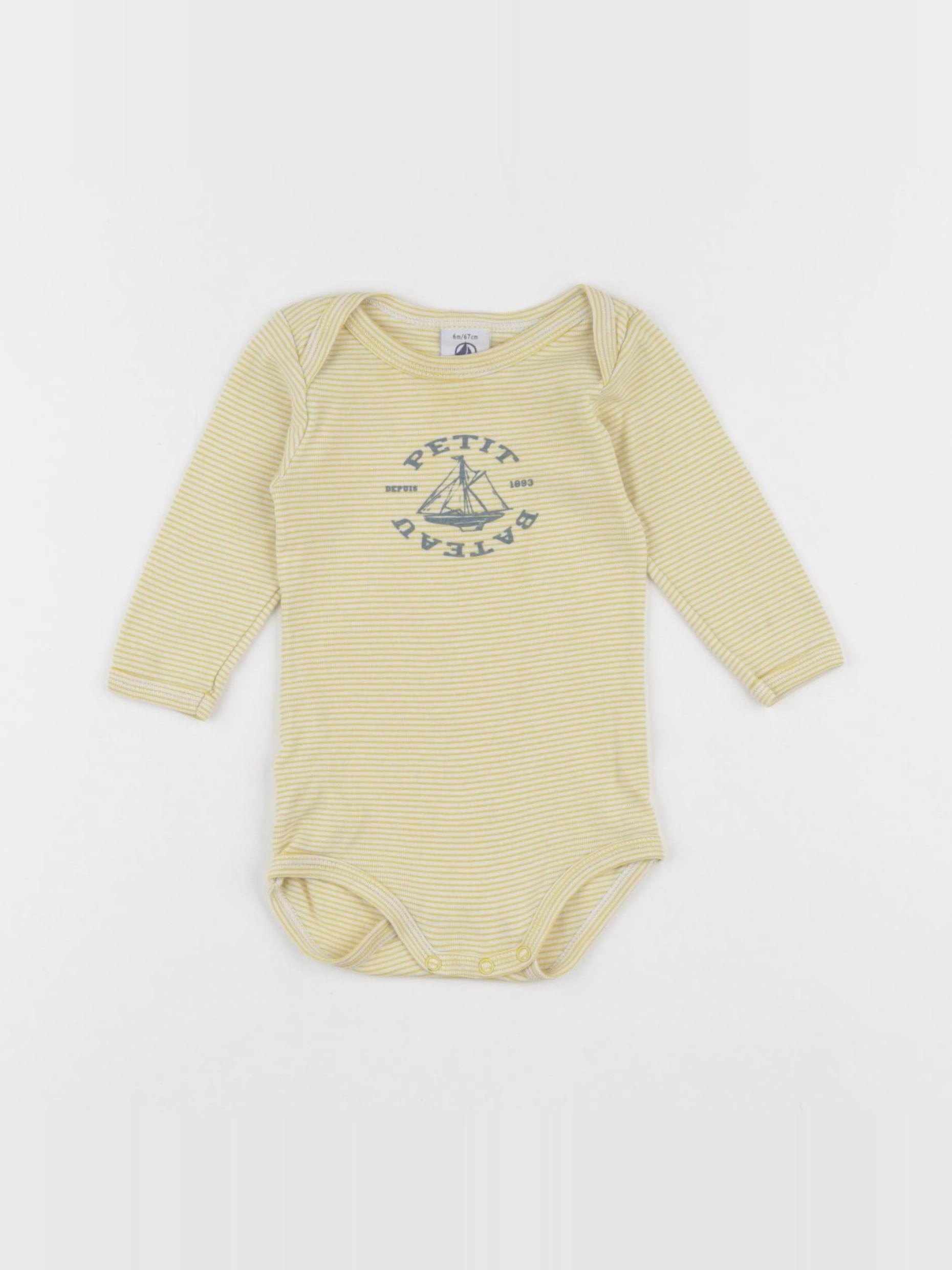 Petit Bateau - body jaune - 6 mois