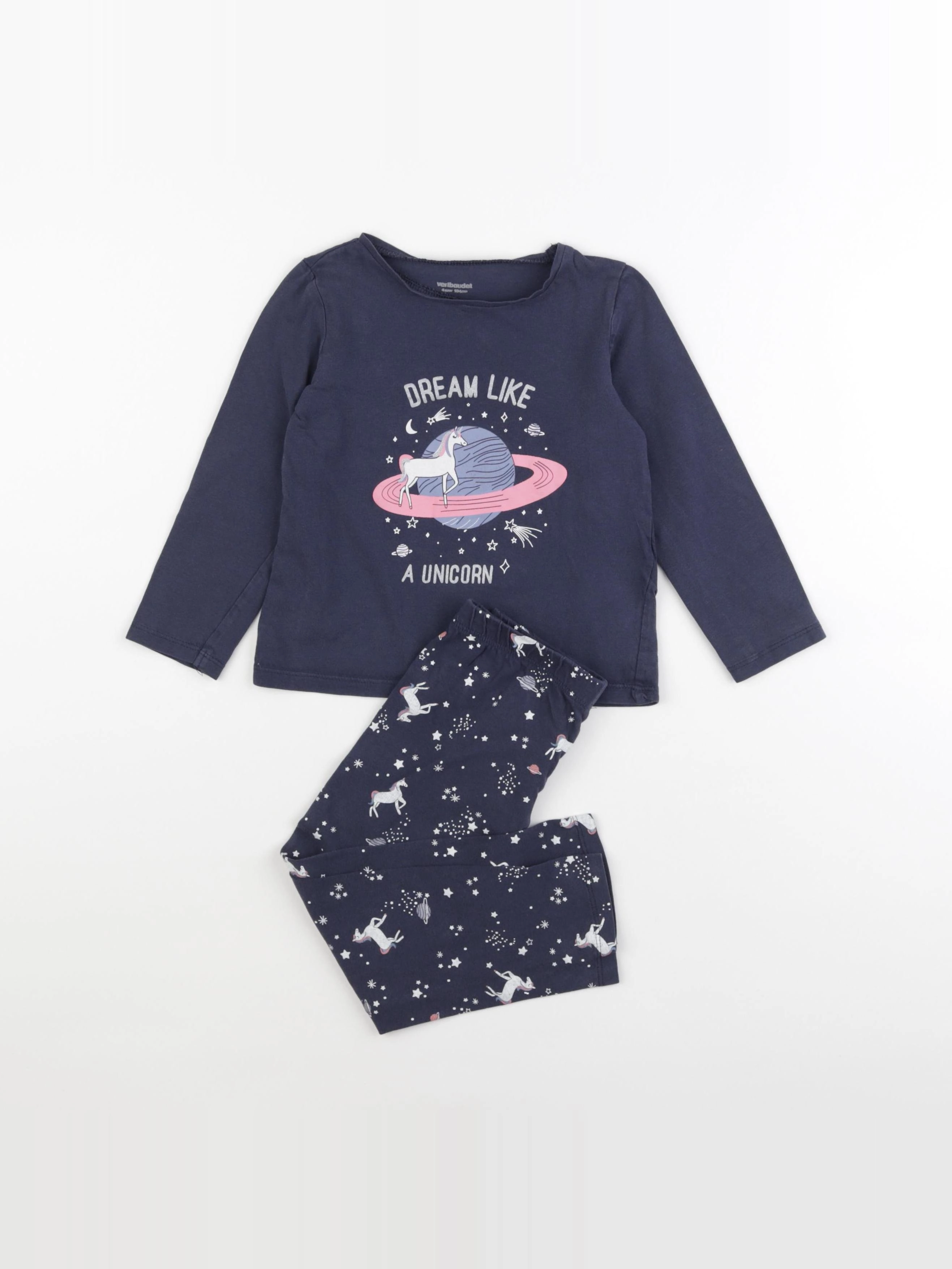 Vertbaudet - pyjama coton bleu - 4 ans