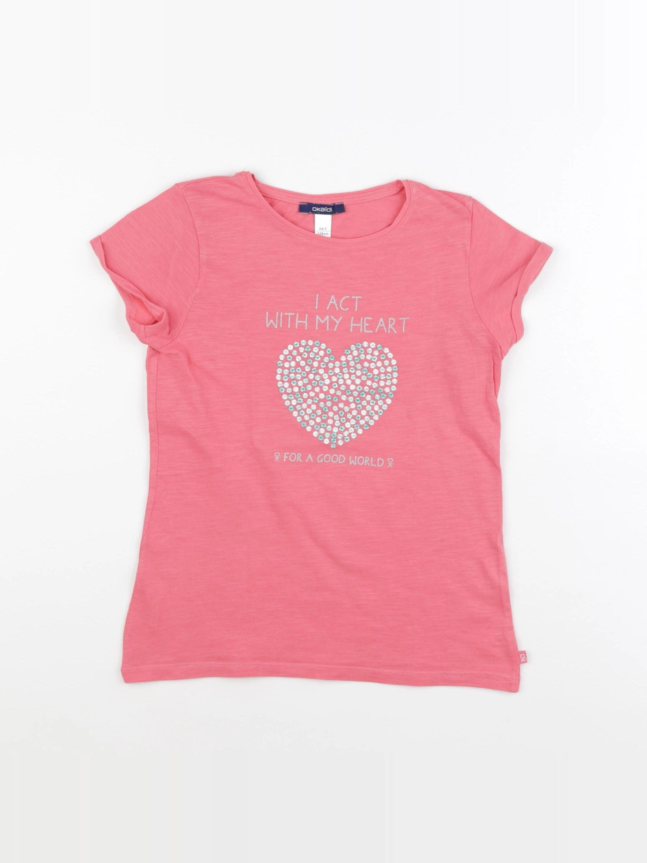 Okaidi - tee-shirt rose - 8 ans
