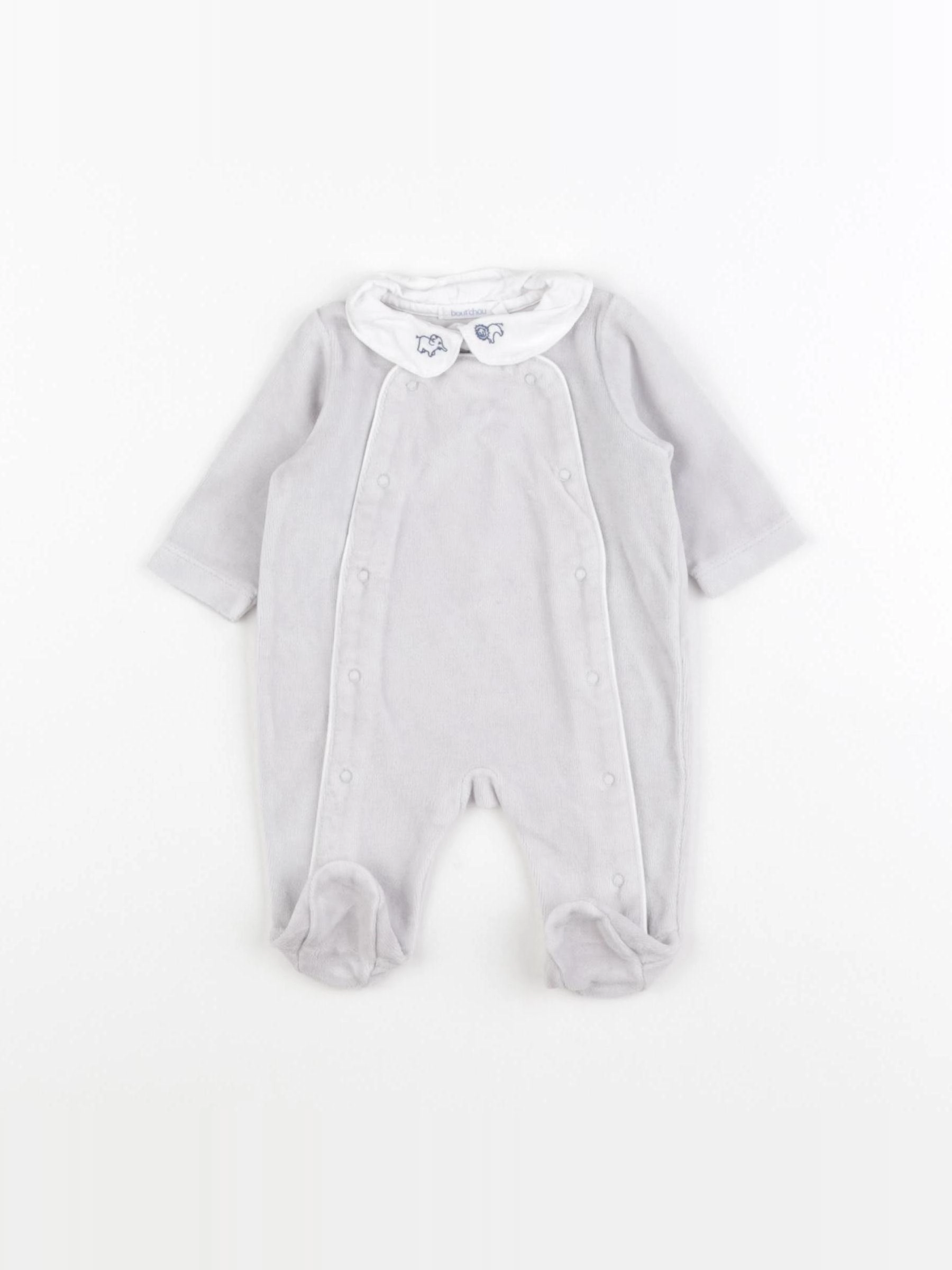 Boutchou - pyjama velours gris - 0 mois
