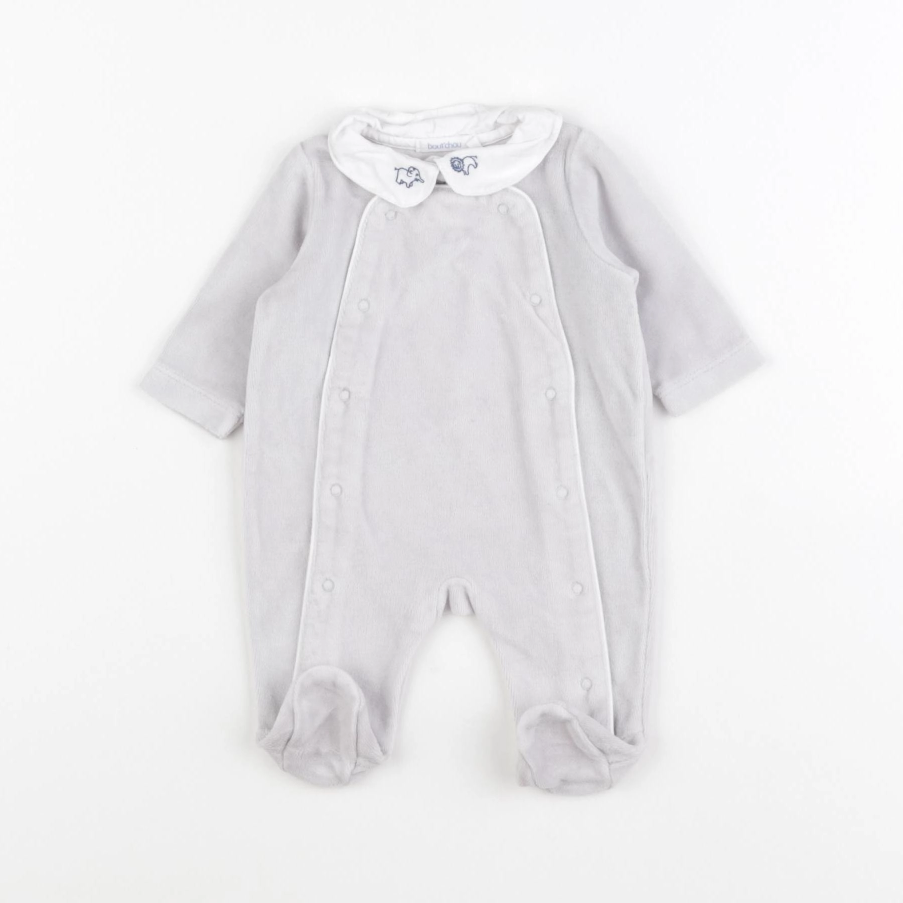 Boutchou - pyjama velours gris - 0 mois