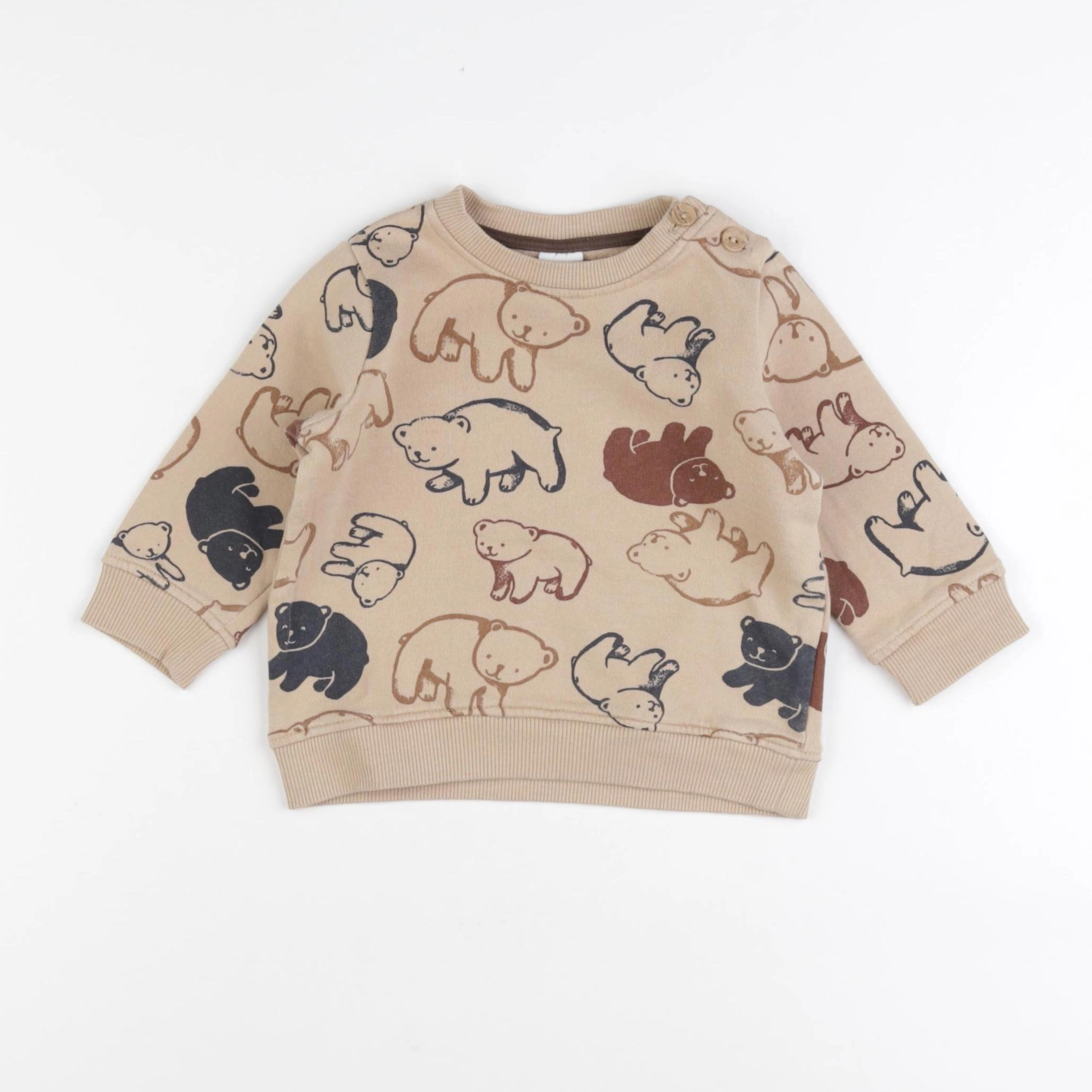 H&M - sweat beige - 6/9 mois