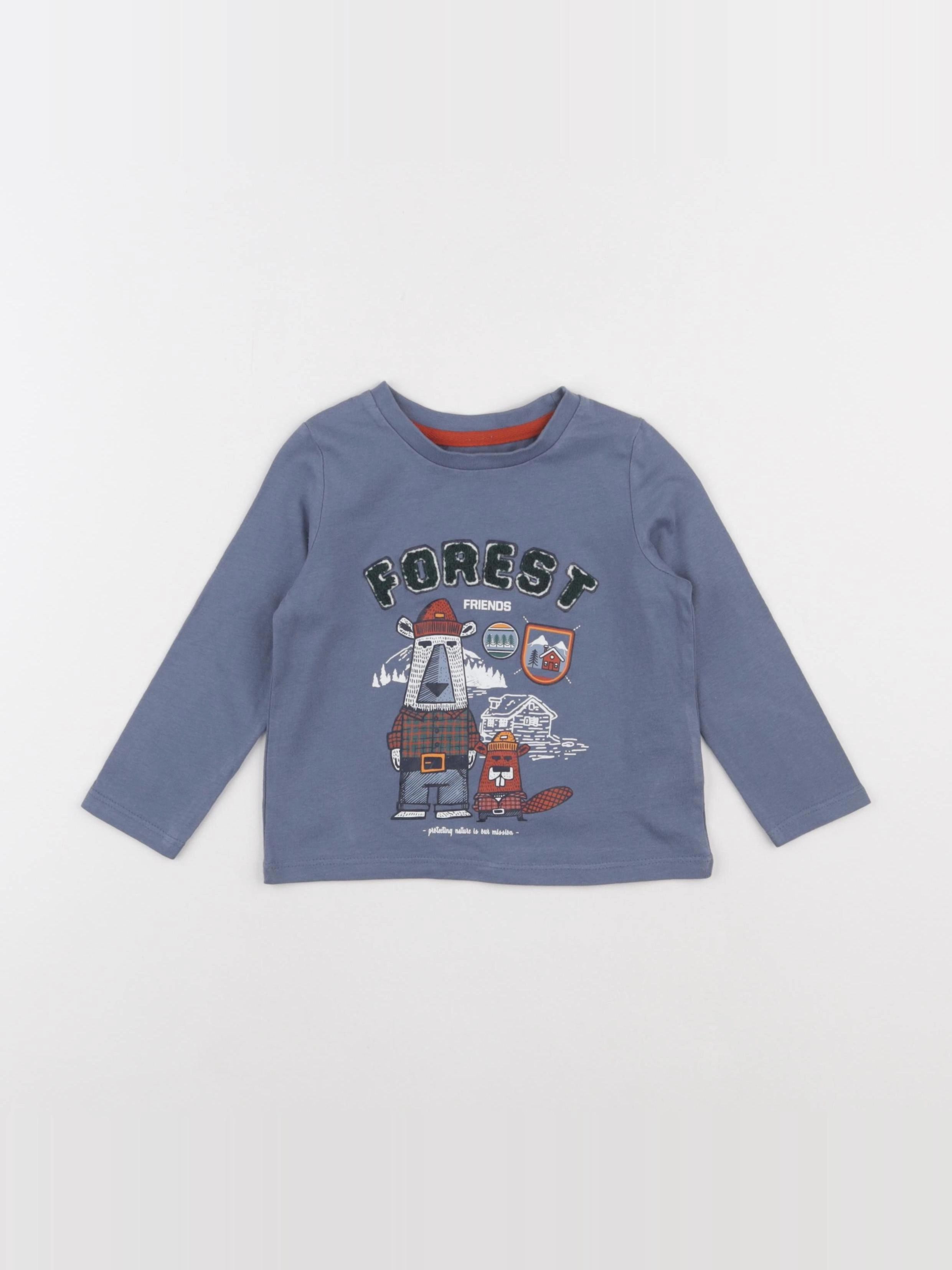 Vertbaudet - tee-shirt bleu - 2 ans