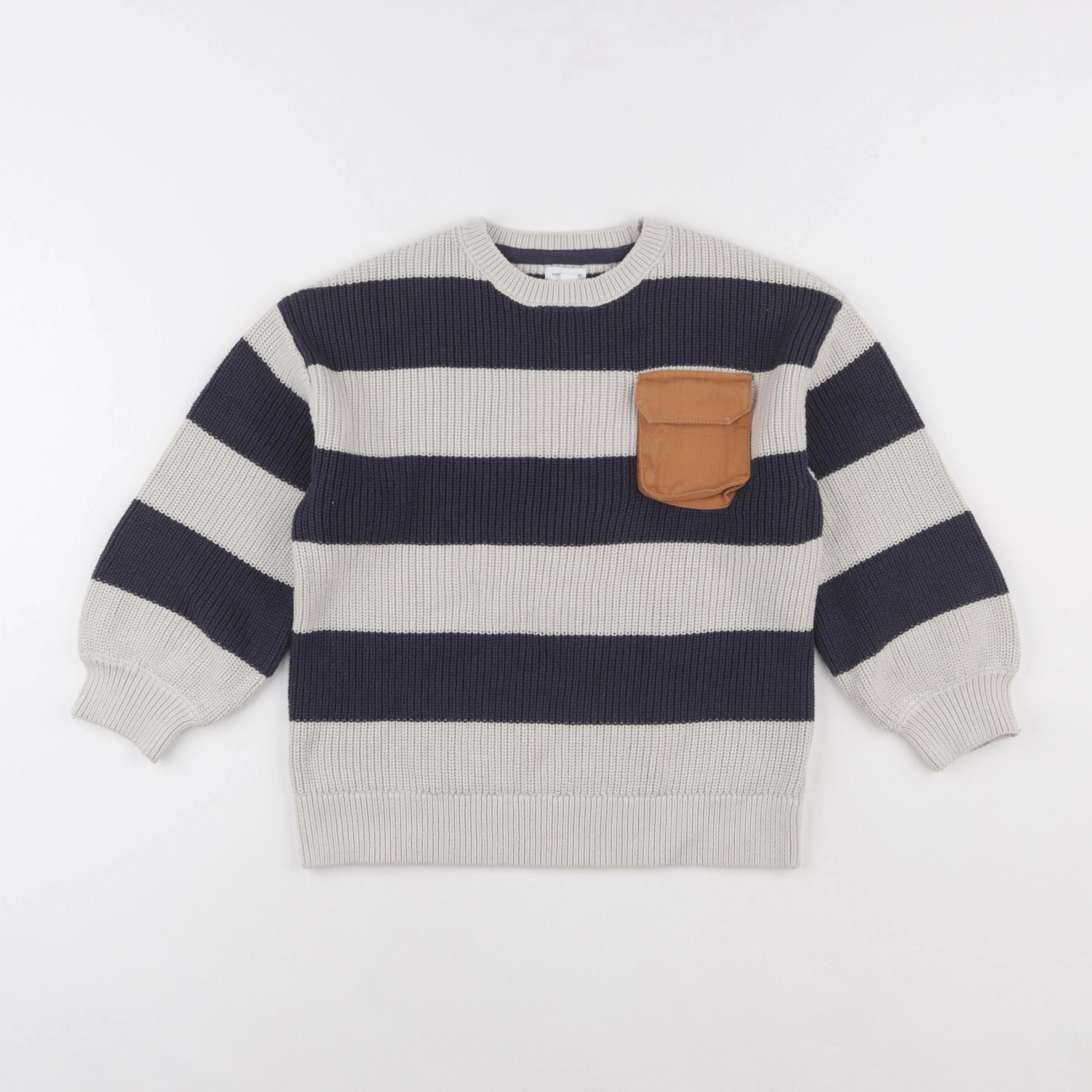 Vertbaudet - pull bleu, blanc - 8 ans