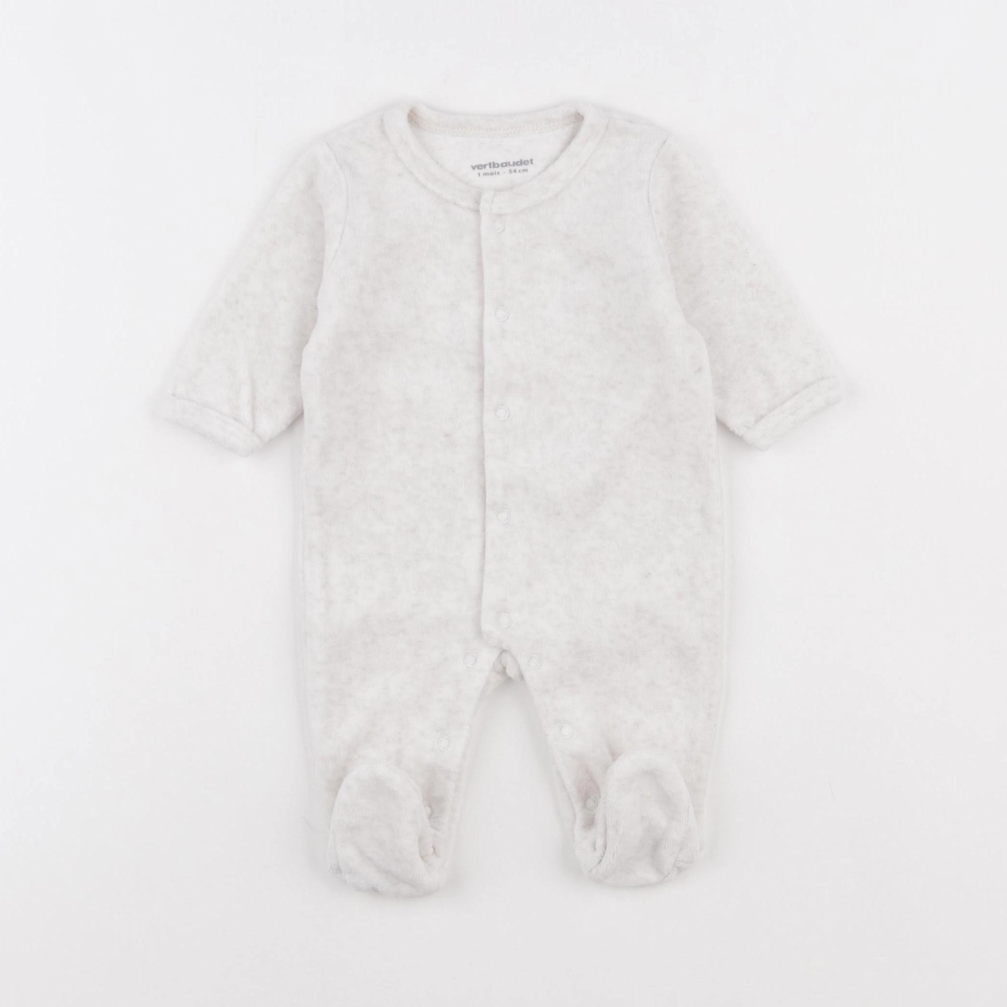 Vertbaudet - pyjama velours beige - 1 mois