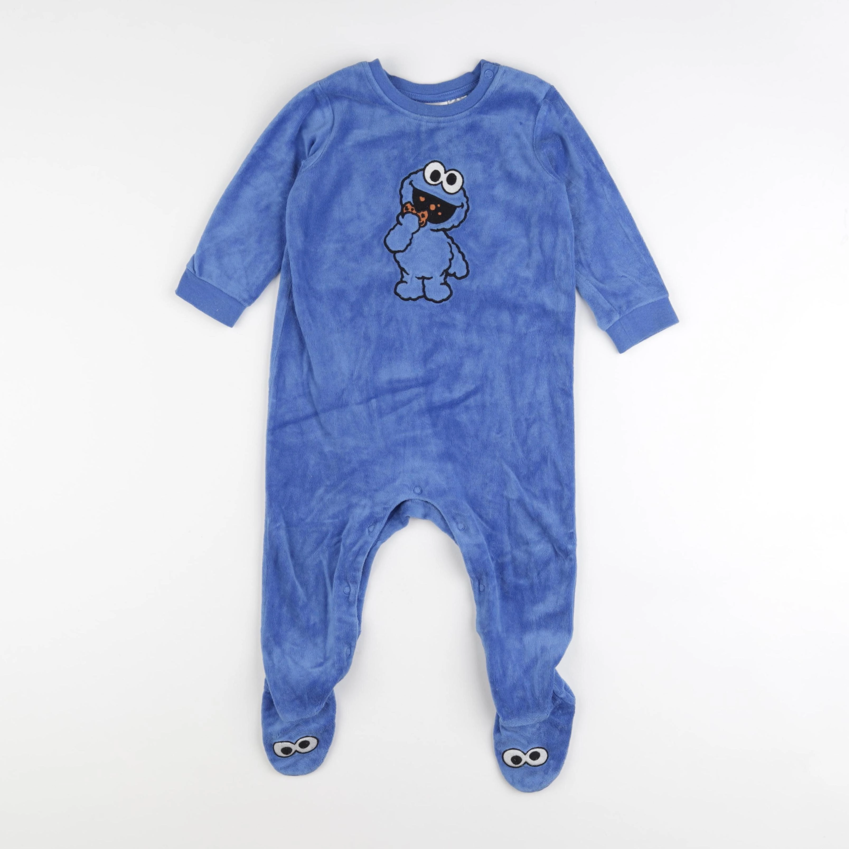 H&M - pyjama velours bleu - 12/18 mois