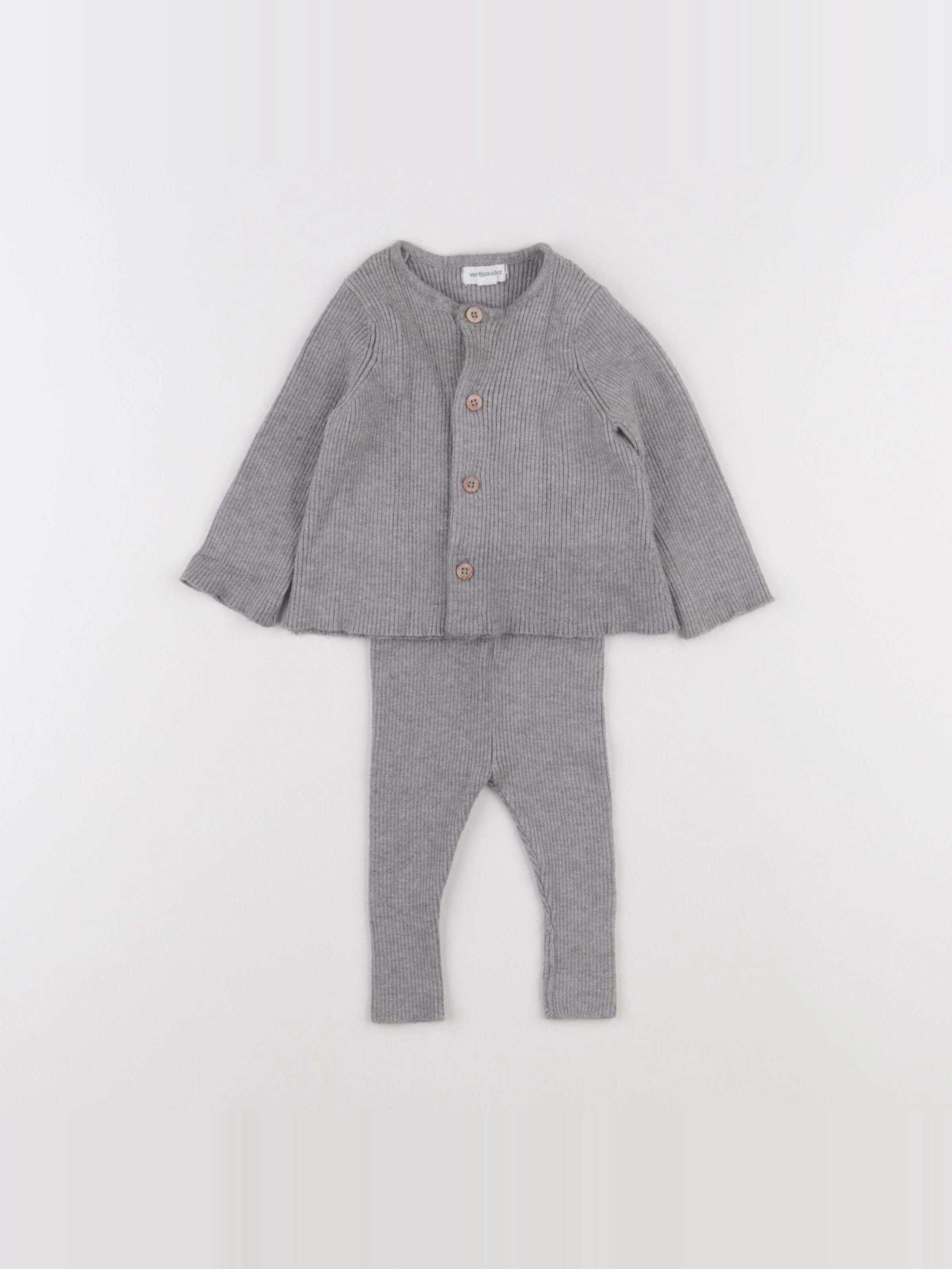 Vertbaudet - ensemble gris - 3 mois