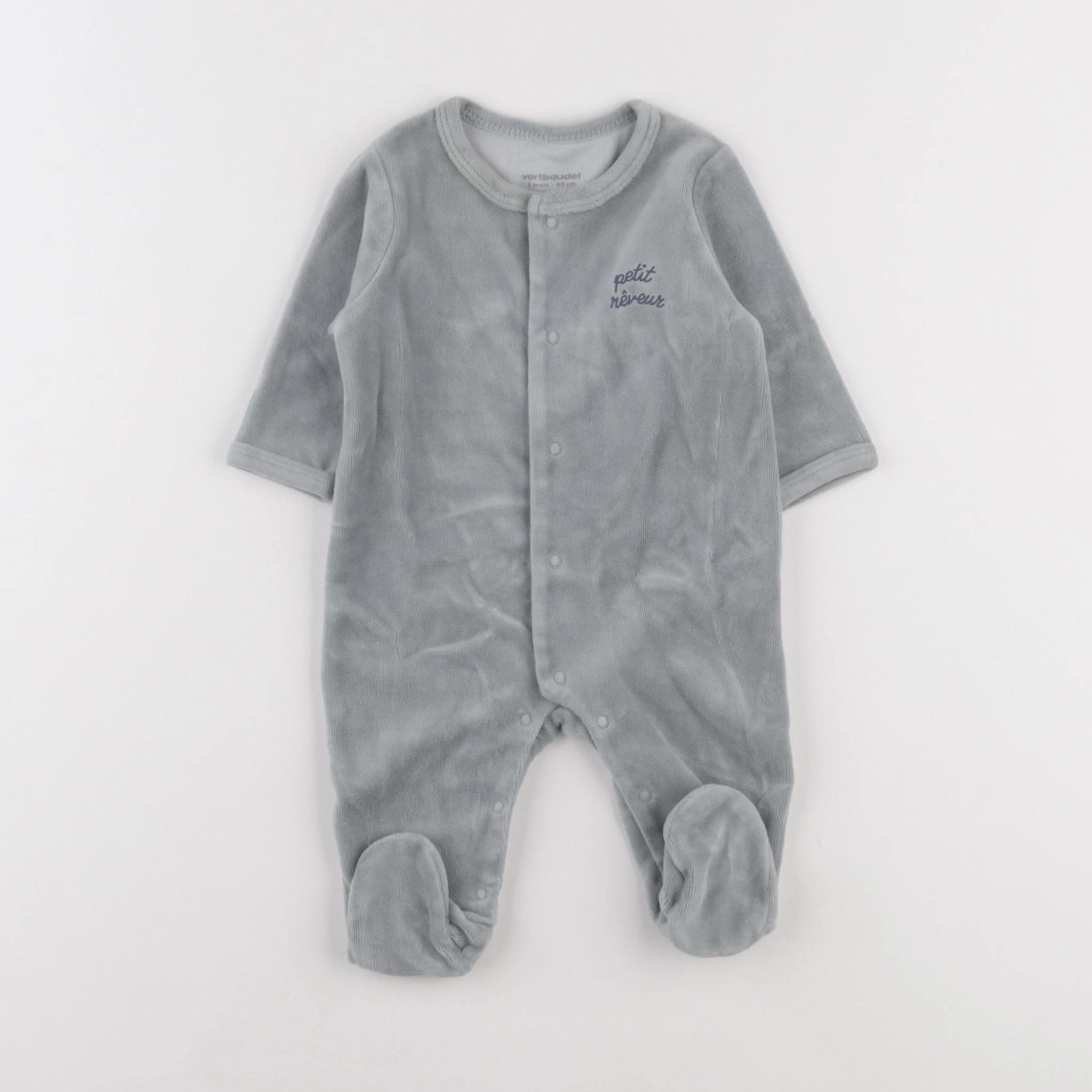 Vertbaudet - pyjama velours bleu - 3 mois