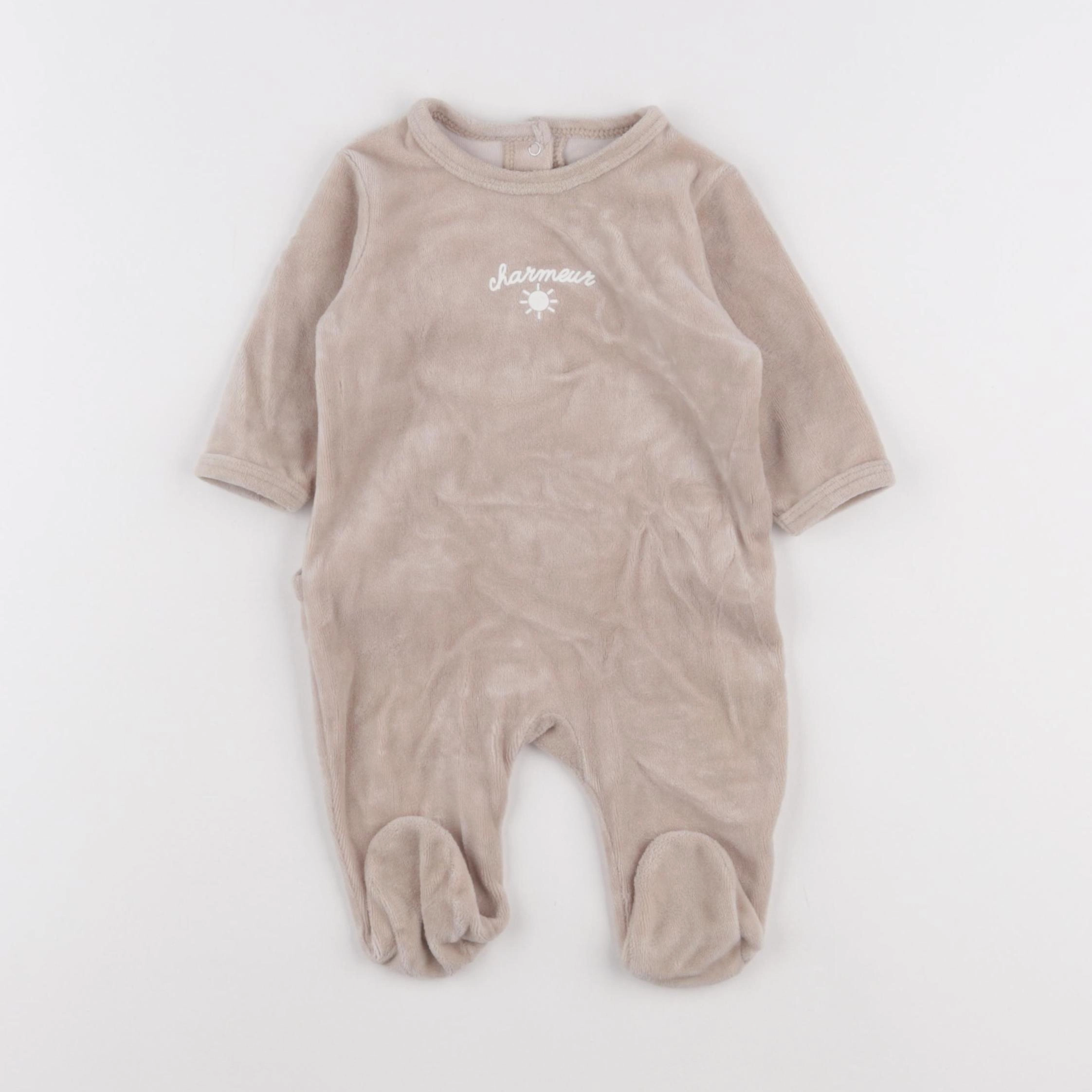 Vertbaudet - pyjama velours marron - 3 mois