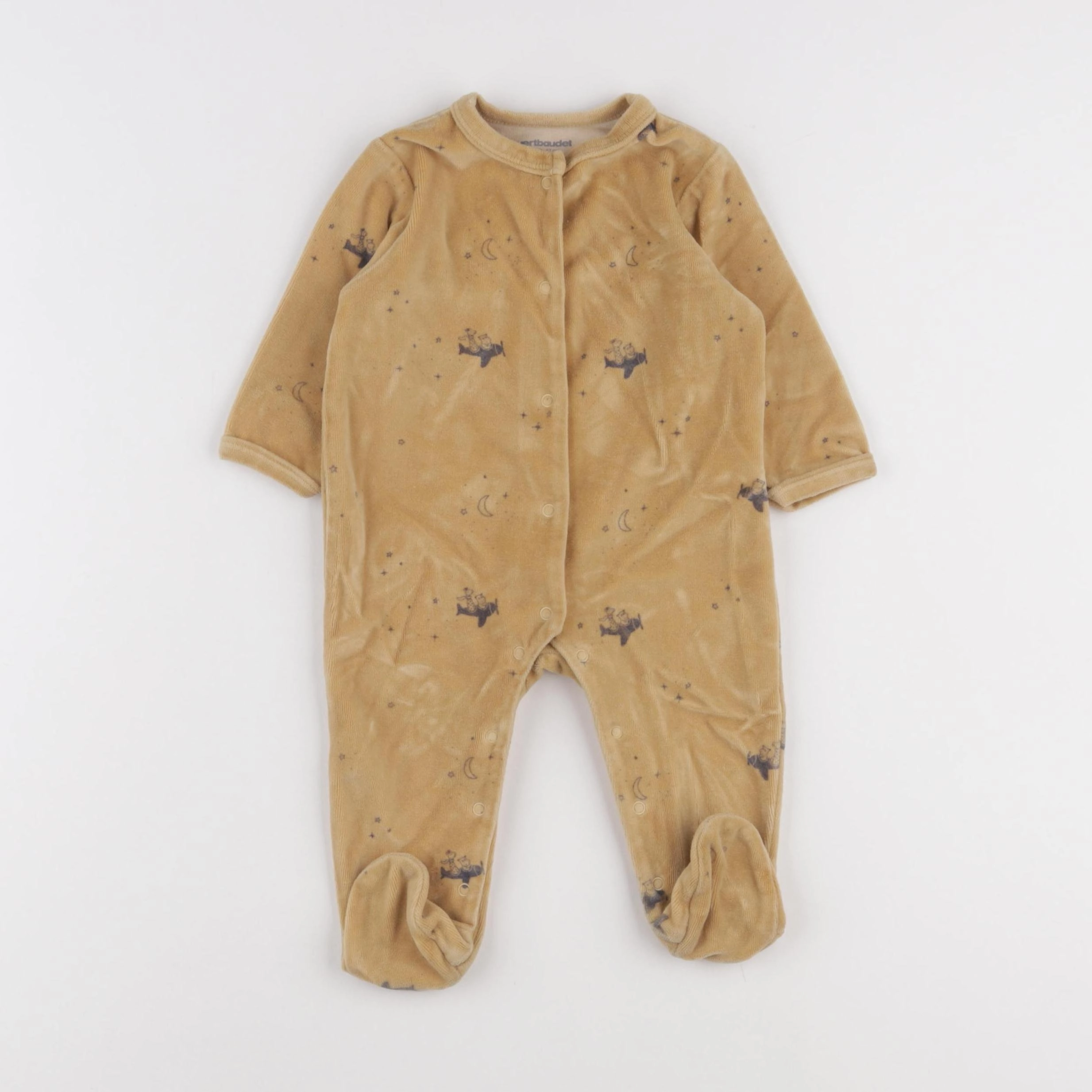 Vertbaudet - pyjama velours marron - 6 mois