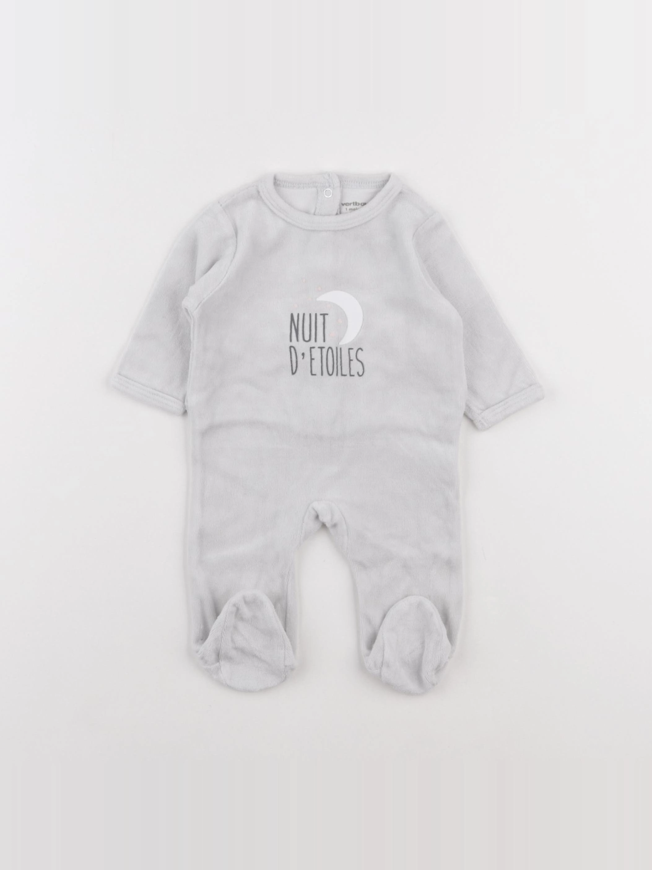 Vertbaudet - pyjama velours gris - 1 mois