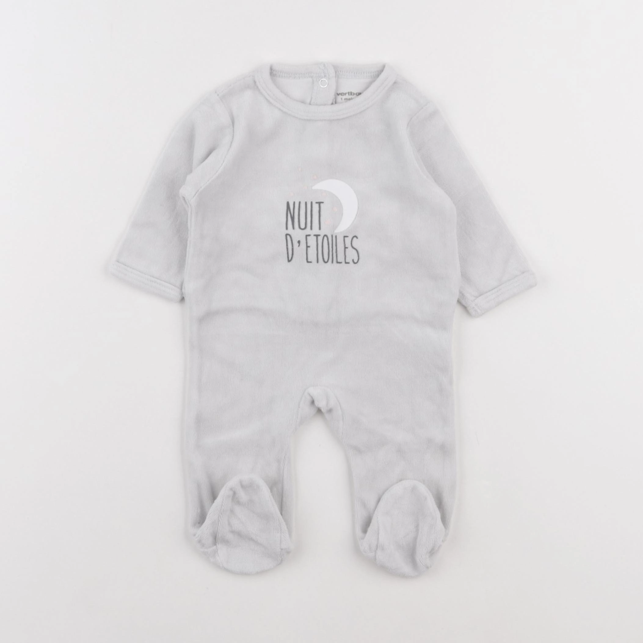 Vertbaudet - pyjama velours gris - 1 mois