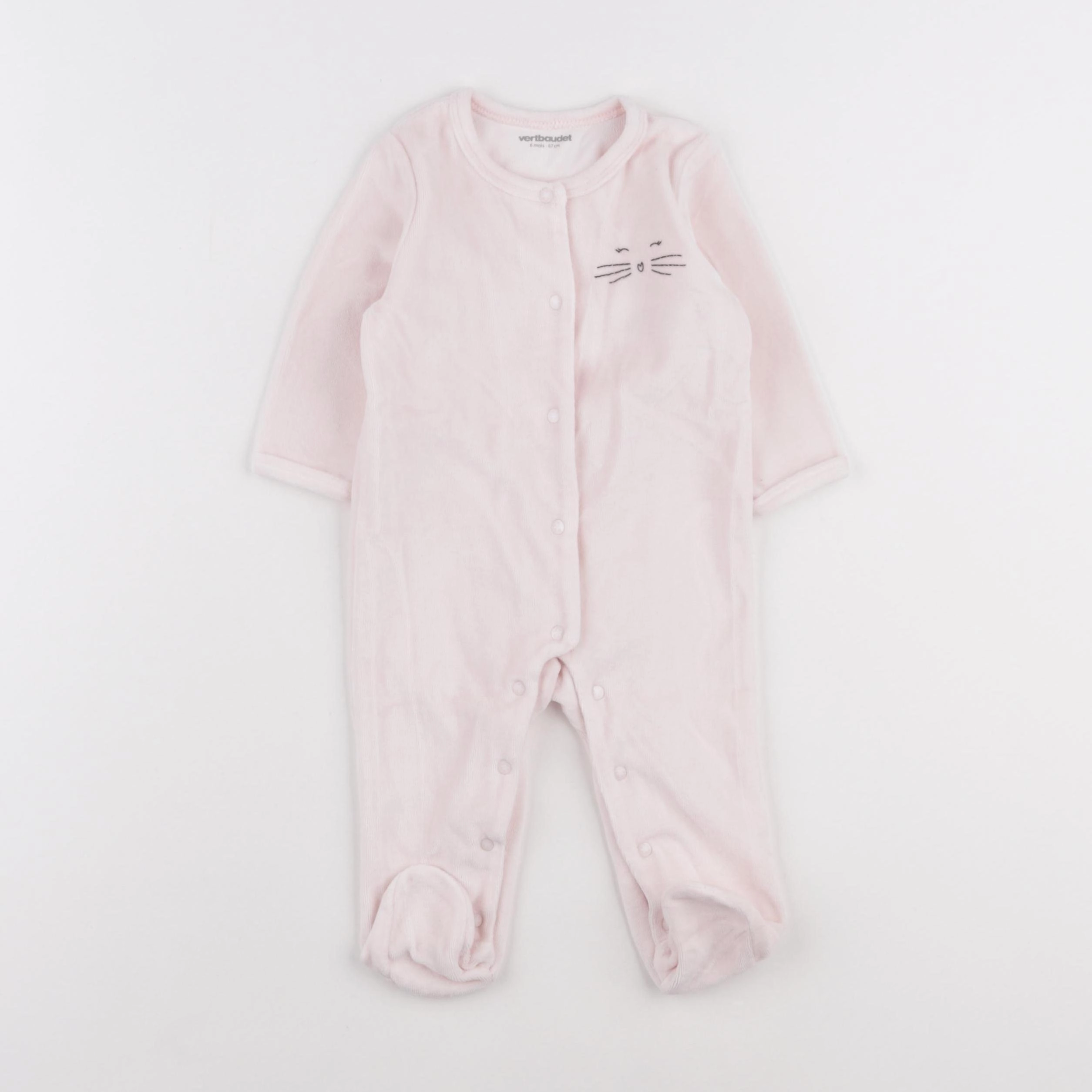 Vertbaudet - pyjama velours rose - 6 mois