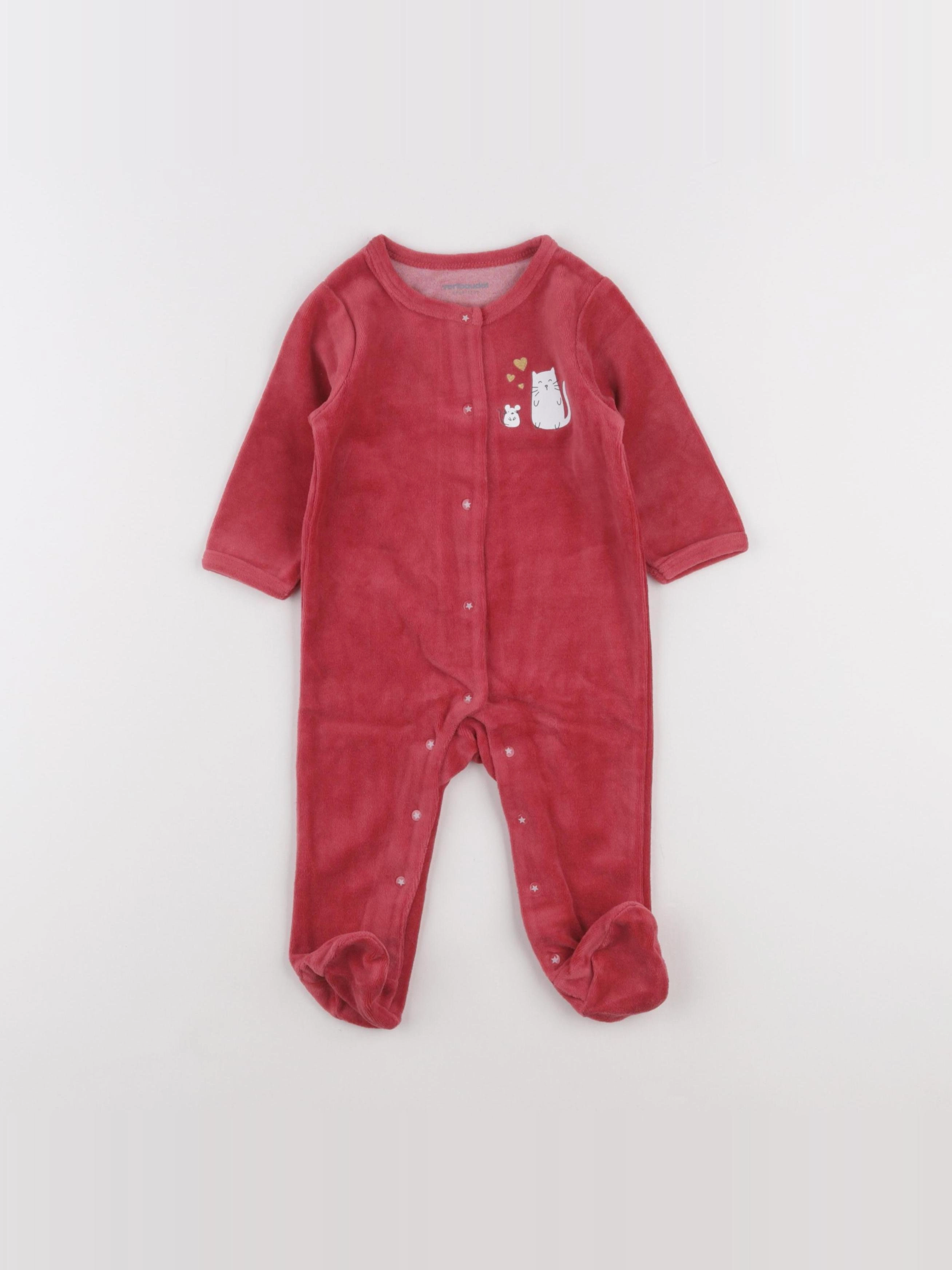 Vertbaudet - pyjama velours rose - 6 mois
