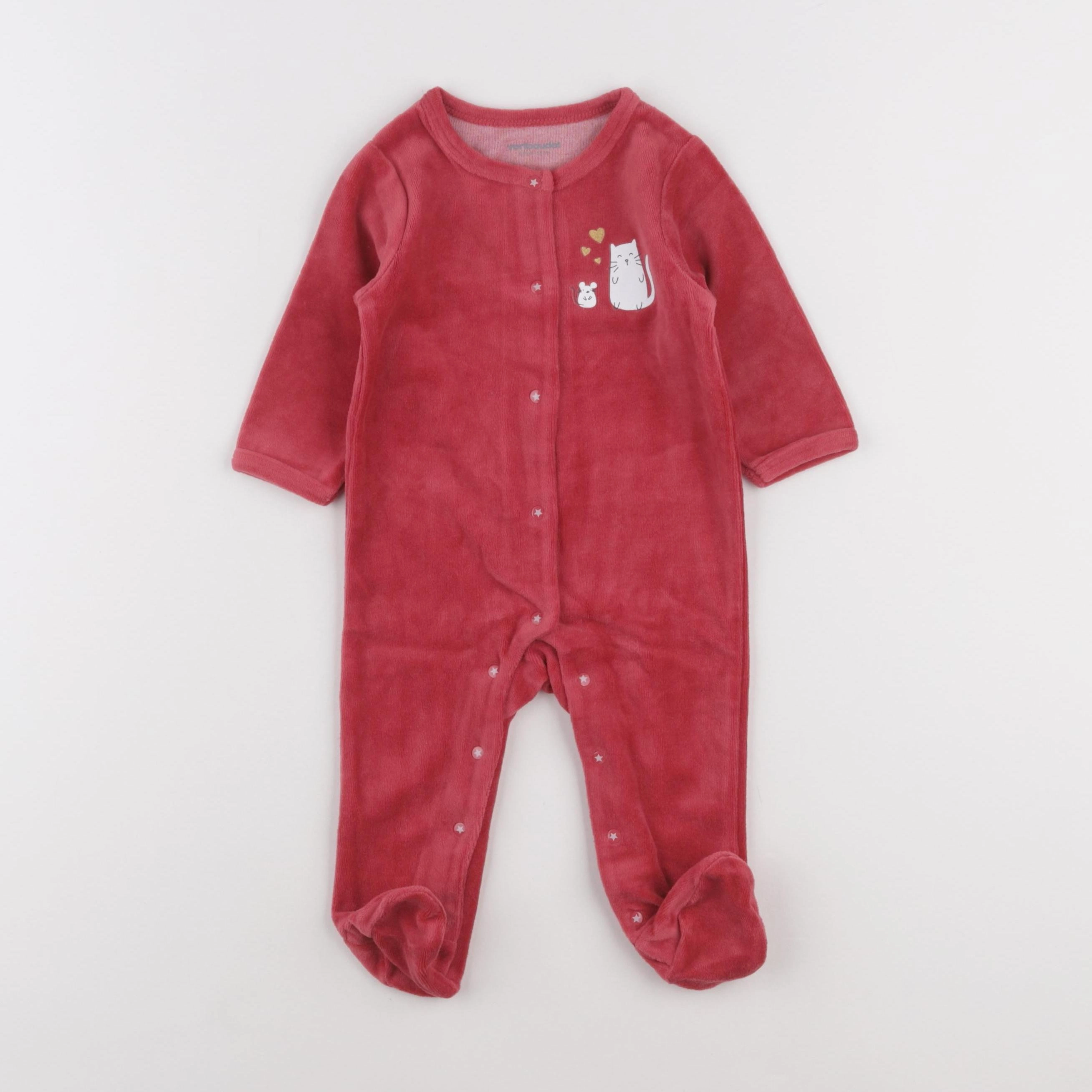 Vertbaudet - pyjama velours rose - 6 mois