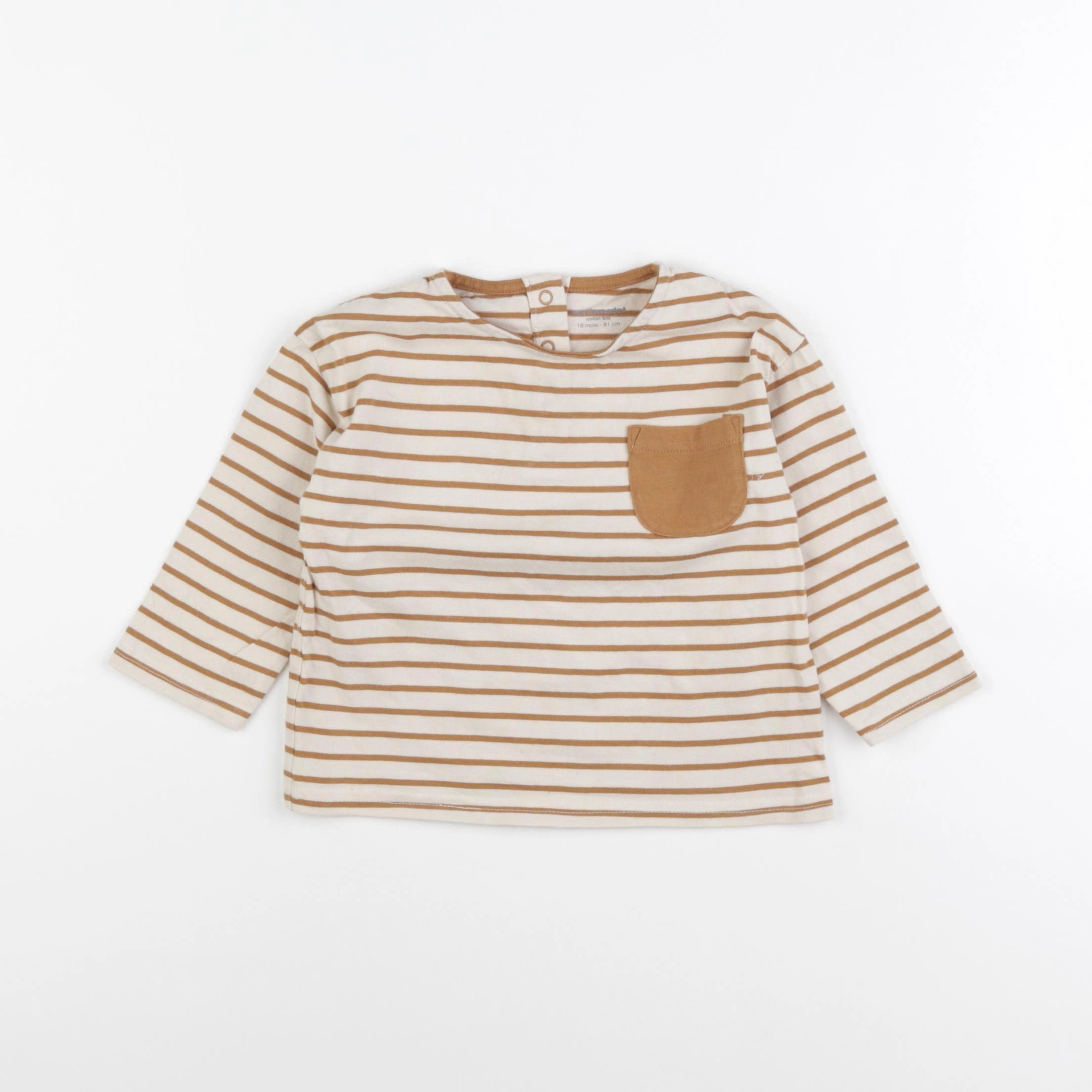 Vertbaudet - tee-shirt marron - 18 mois