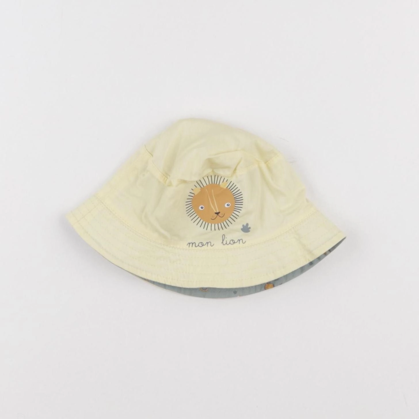 Vertbaudet - chapeau réversible vert, jaune - 3/6 mois