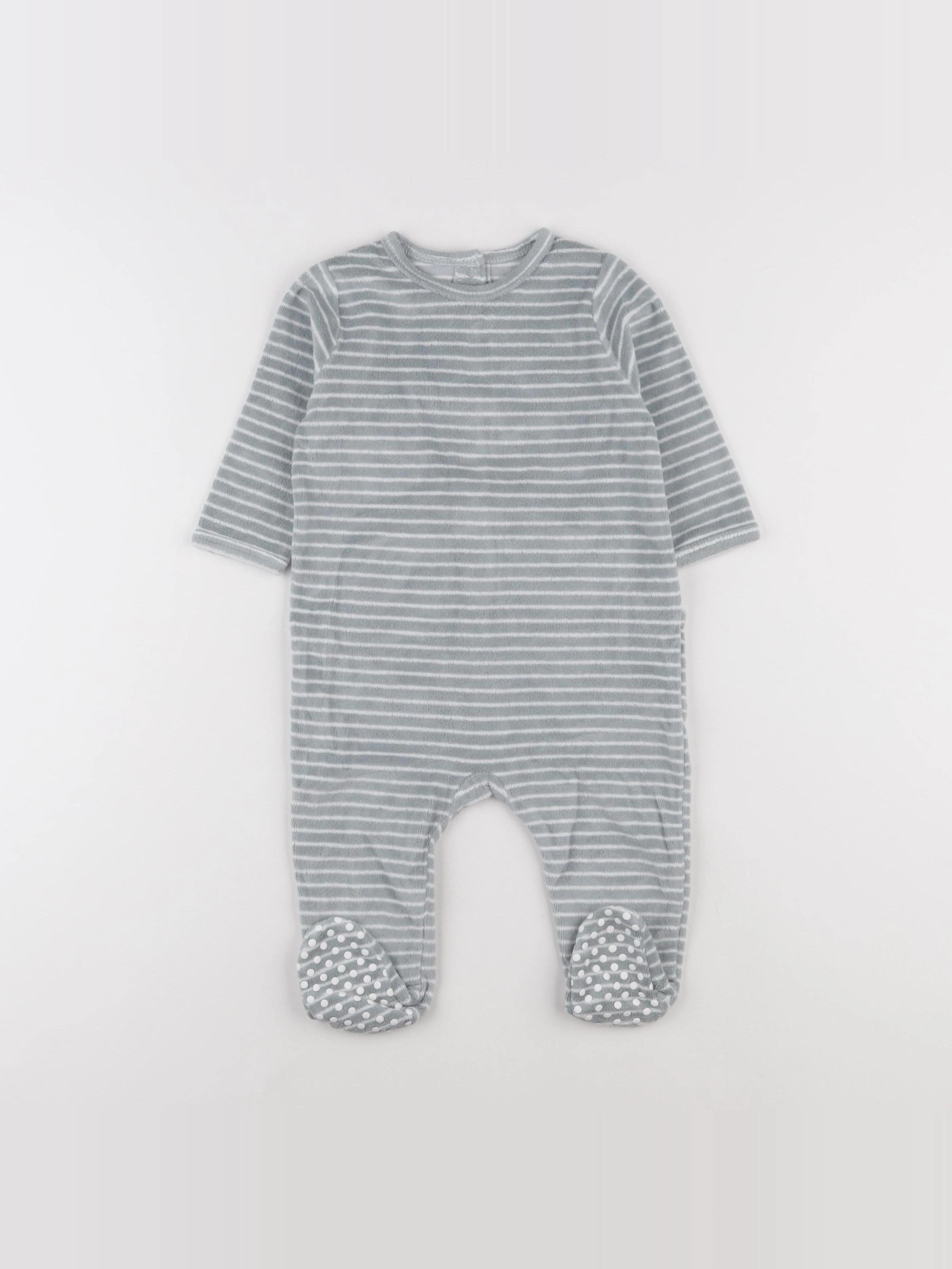 Vertbaudet - pyjama velours bleu - 12 mois