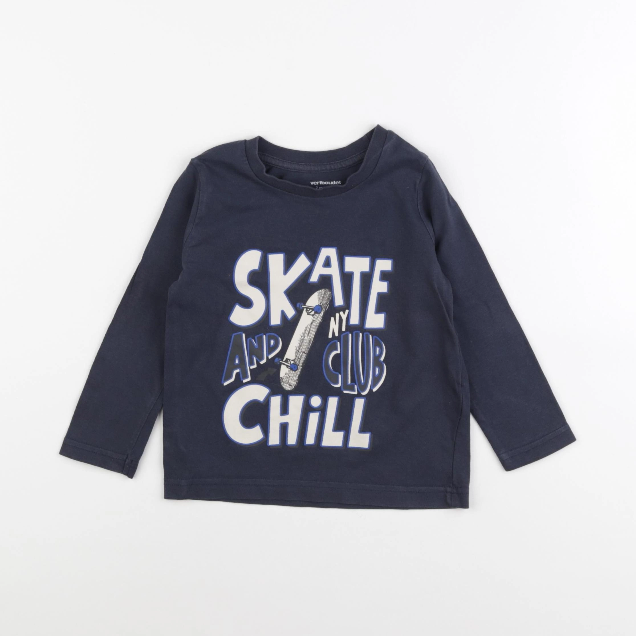 Vertbaudet - tee-shirt bleu - 2 ans