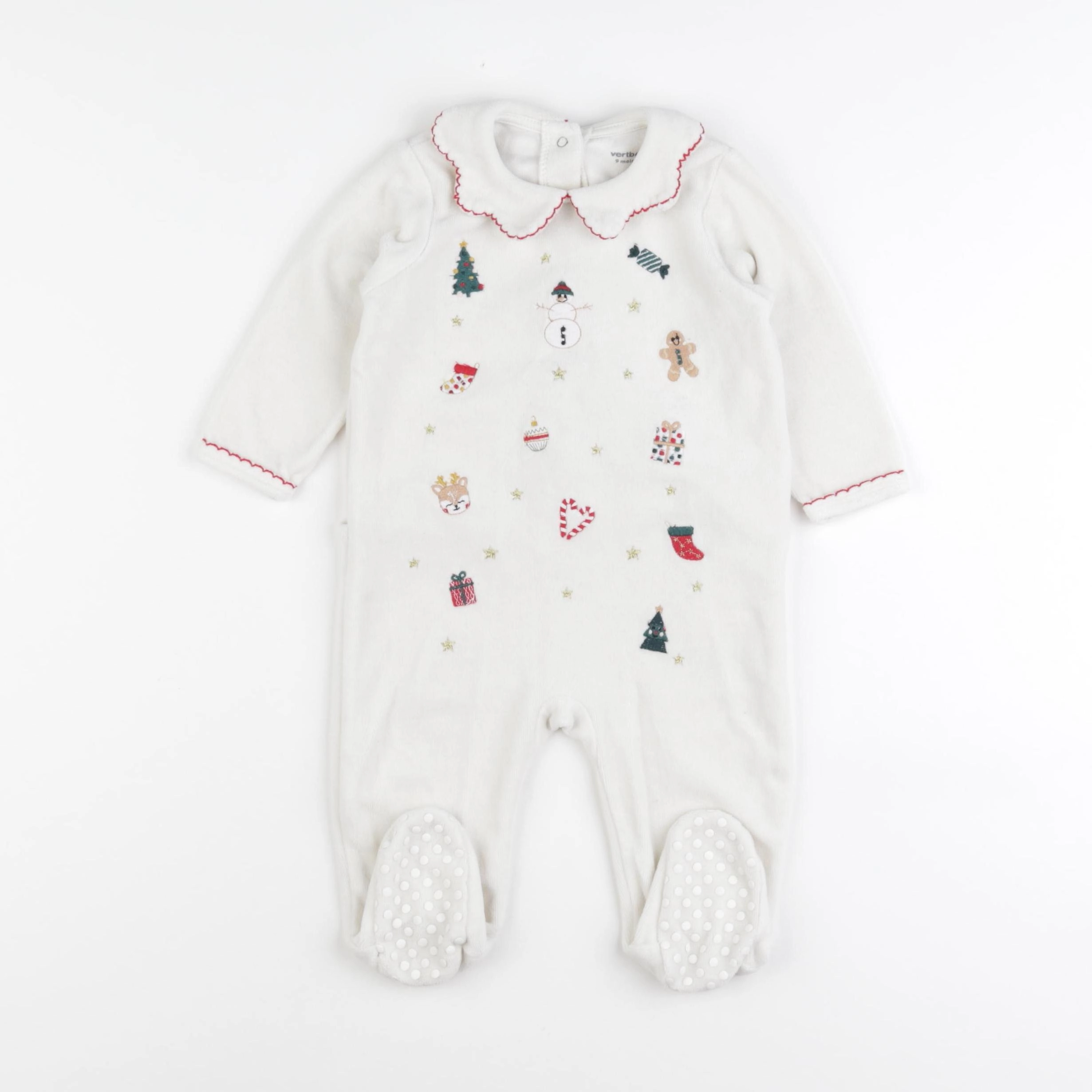 Vertbaudet - pyjama velours blanc - 9 mois