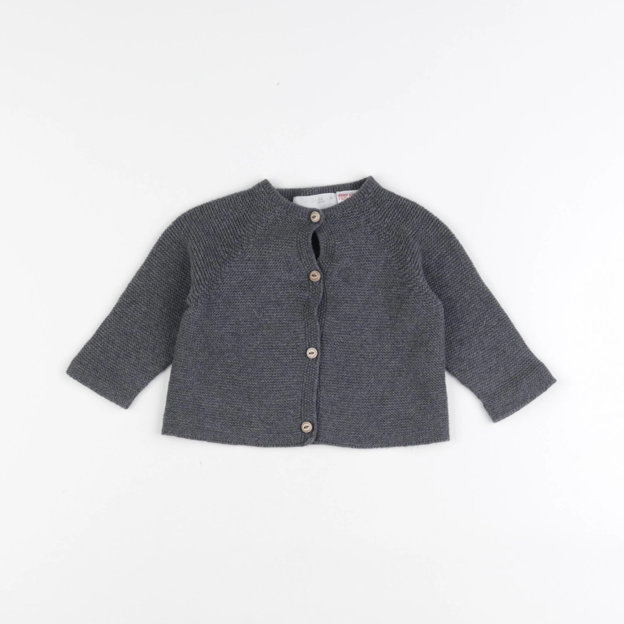 Zara - gilet gris - 6/9 mois