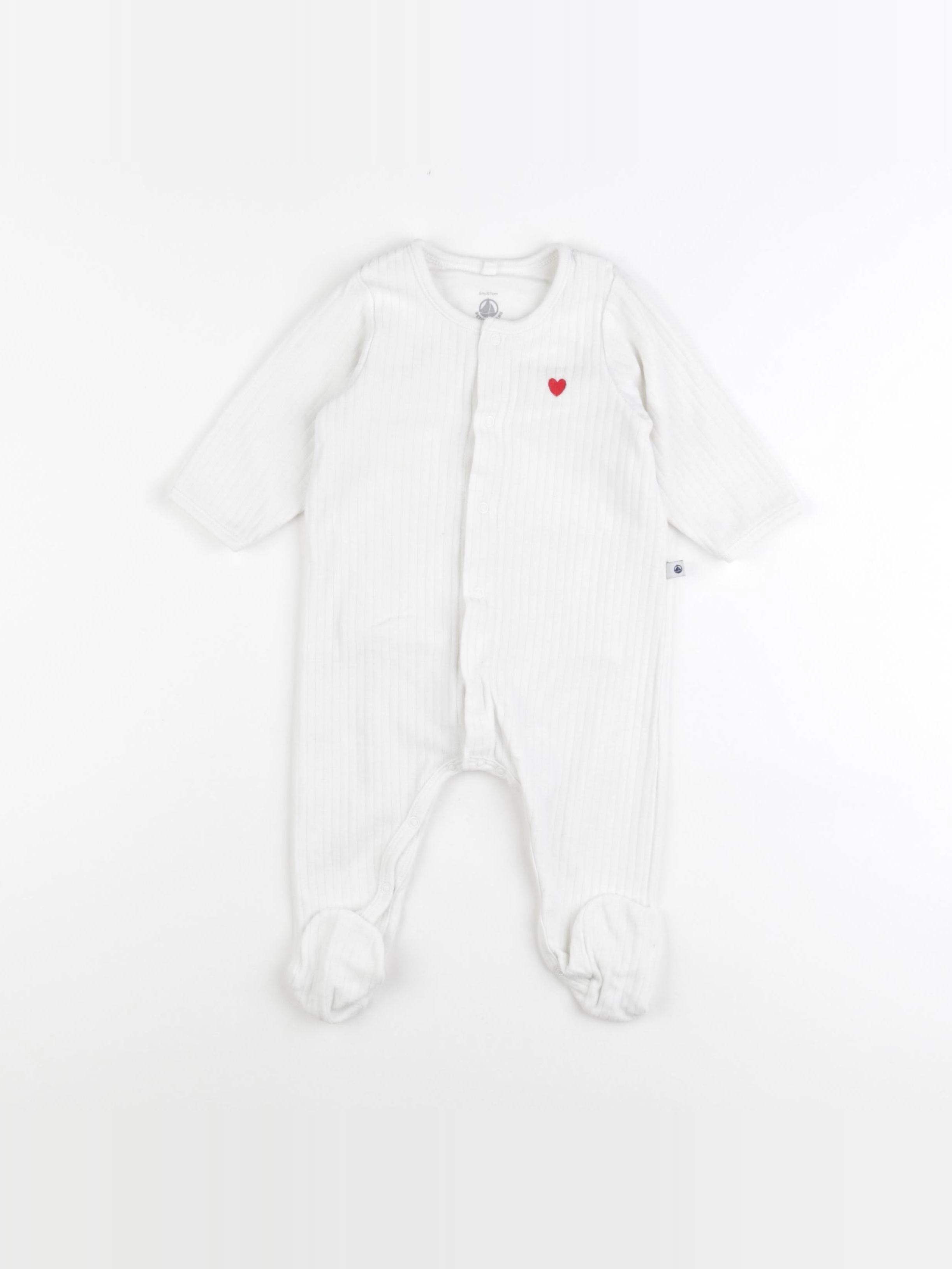 Petit Bateau - pyjama velours blanc - 6 mois