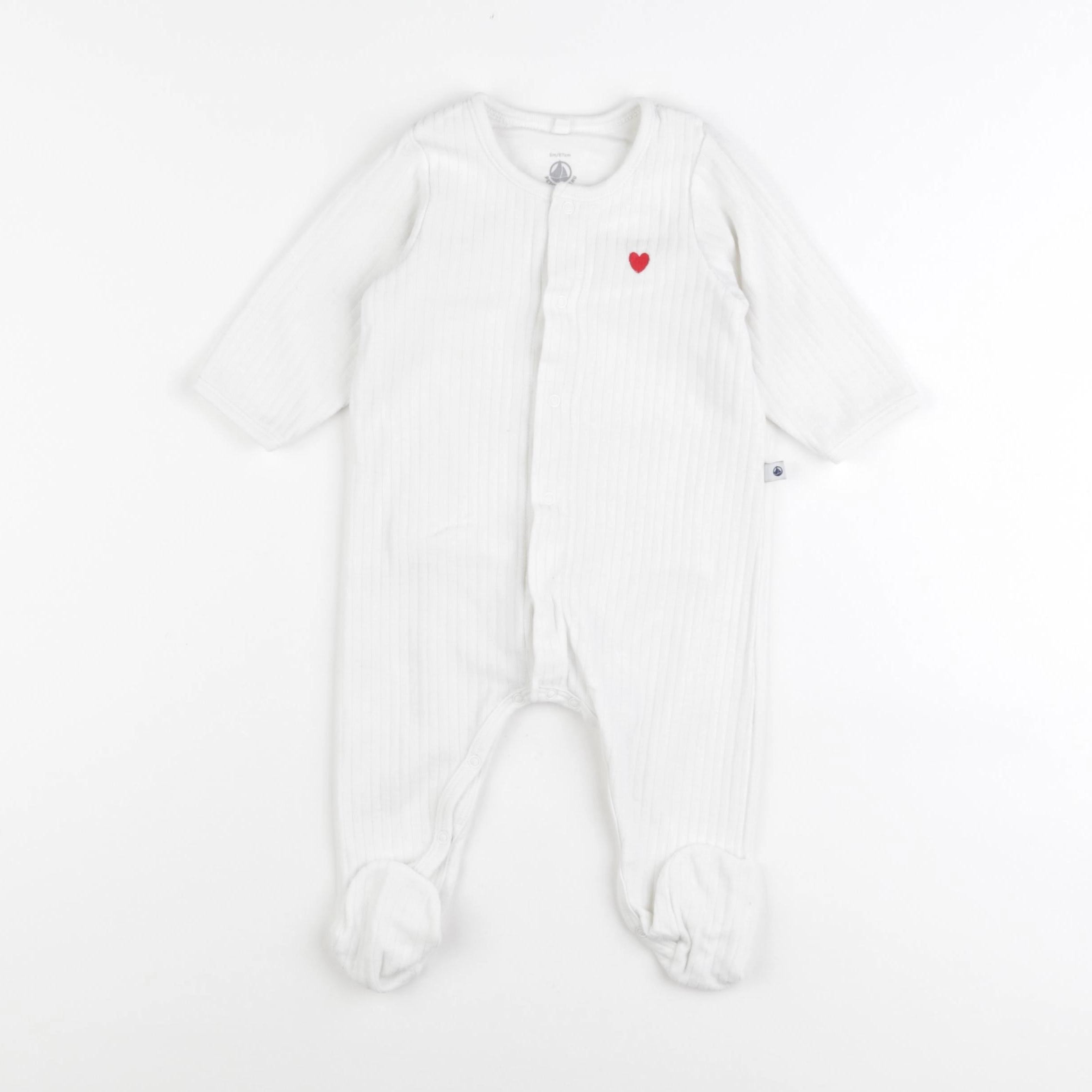 Petit Bateau - pyjama velours blanc - 6 mois