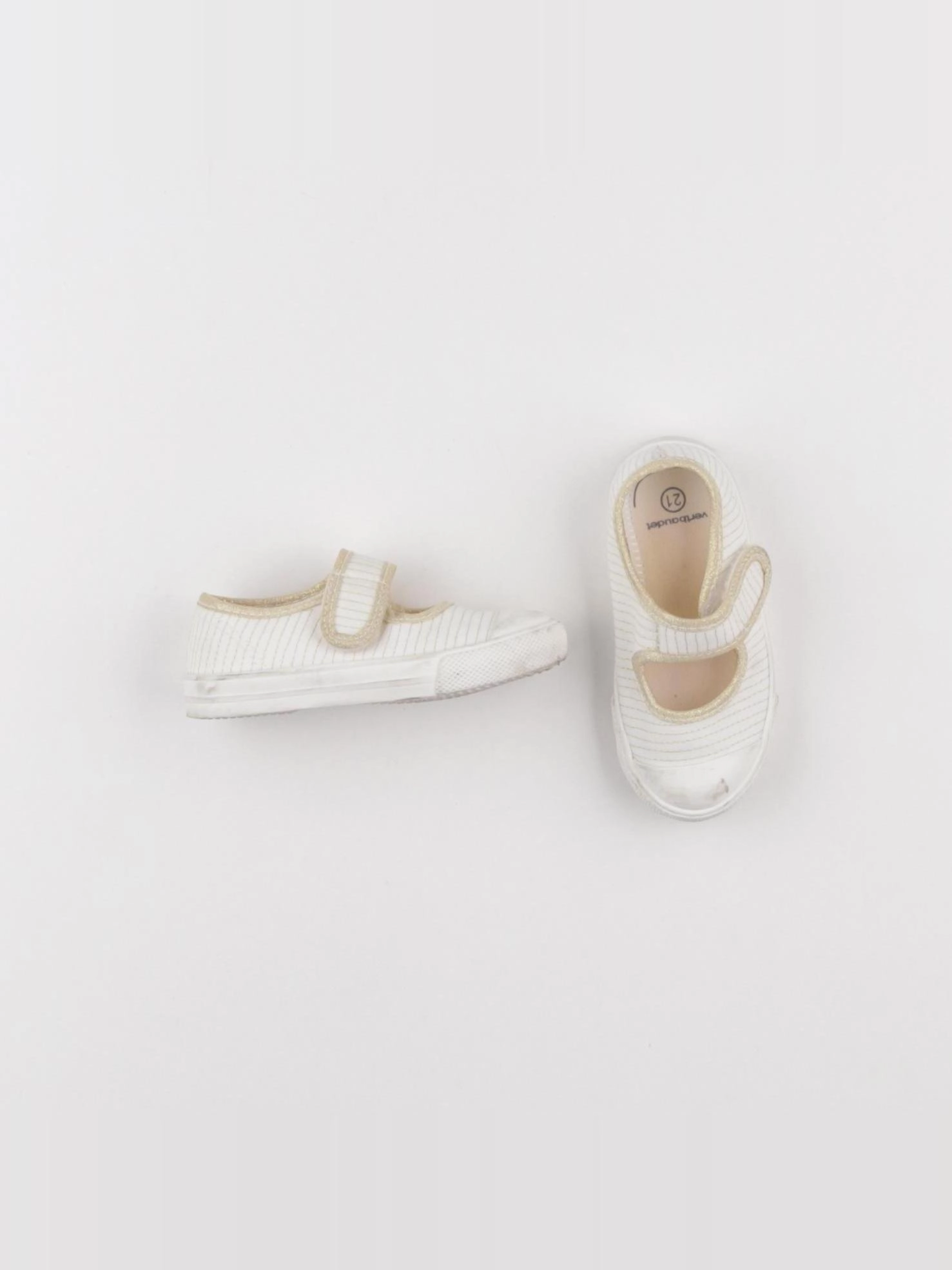 Vertbaudet - tennis à scratch/ lacets blanc, or - pointure 21