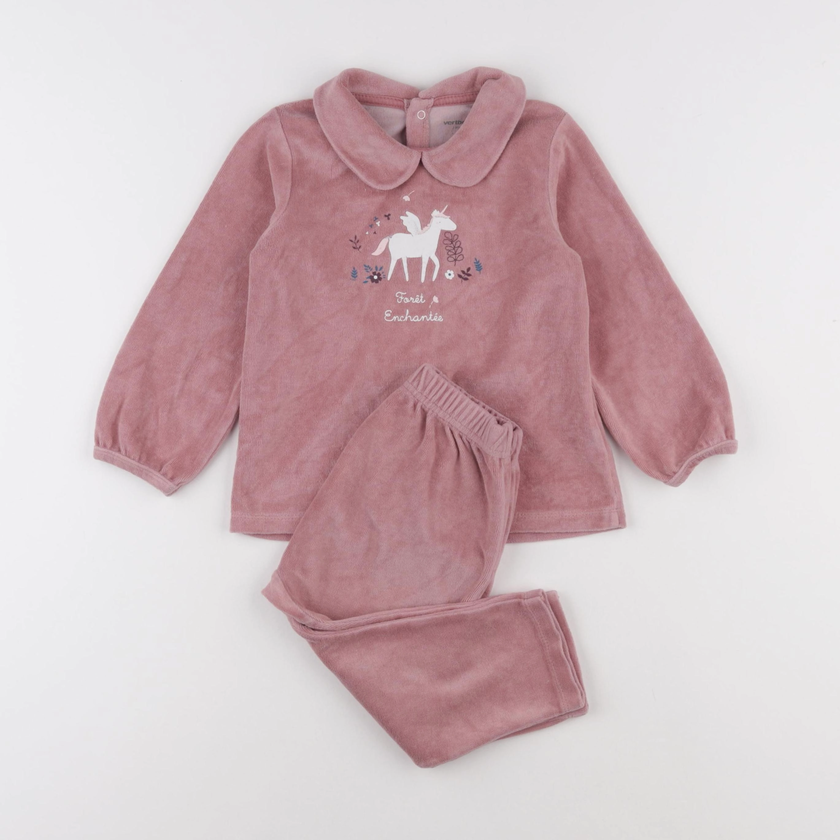 Vertbaudet - pyjama velours rose - 3 ans