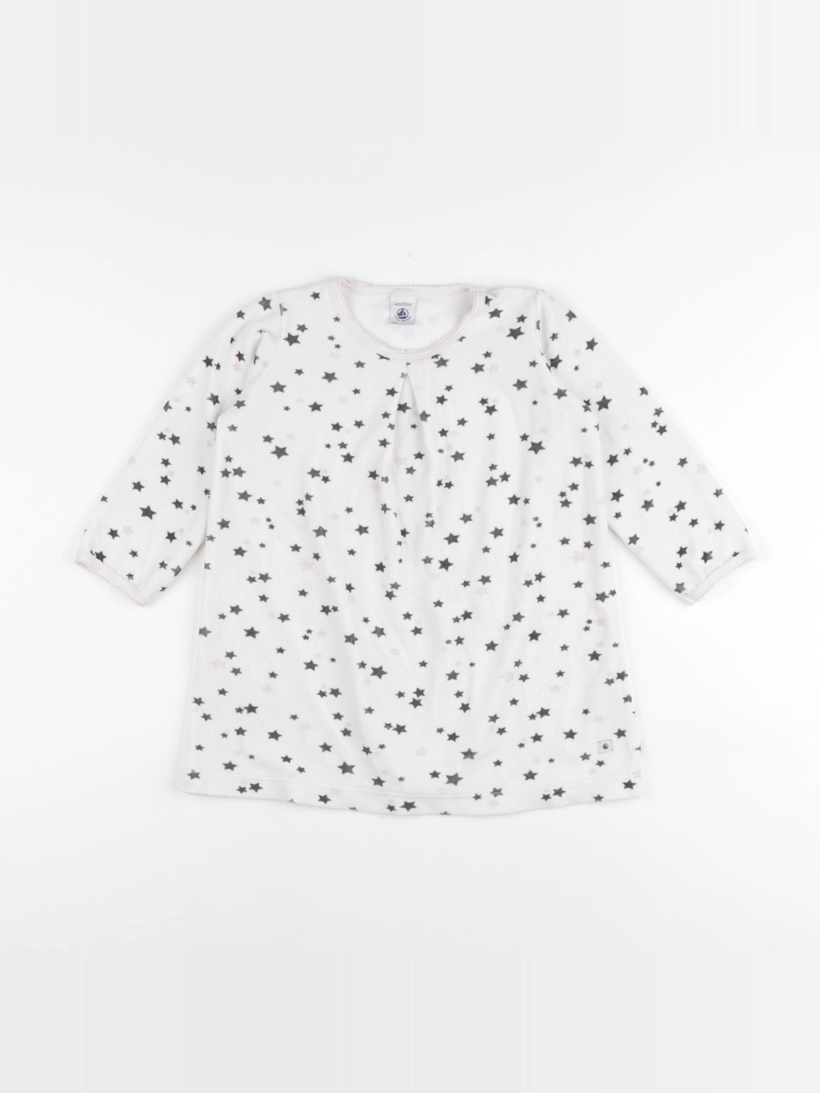 Petit Bateau - chemise de nuit velours blanc - 4 ans