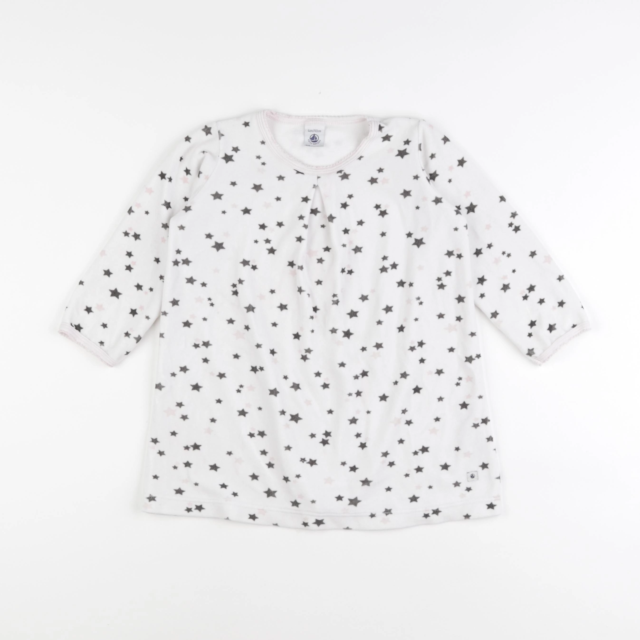 Petit Bateau - chemise de nuit velours blanc - 4 ans
