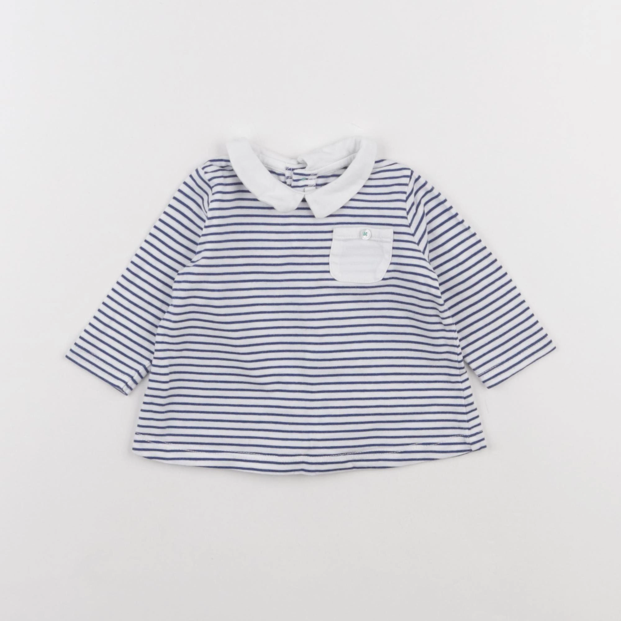 Boutchou - tee-shirt bleu, blanc - 6 mois