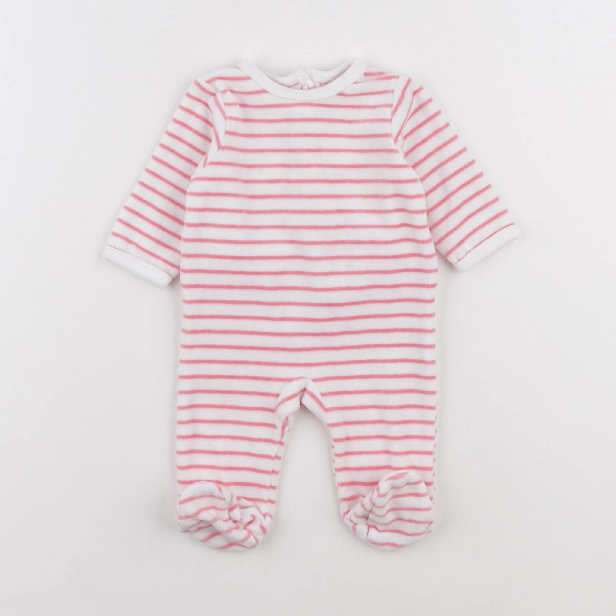 Vertbaudet - pyjama velours rose, blanc - 1 mois